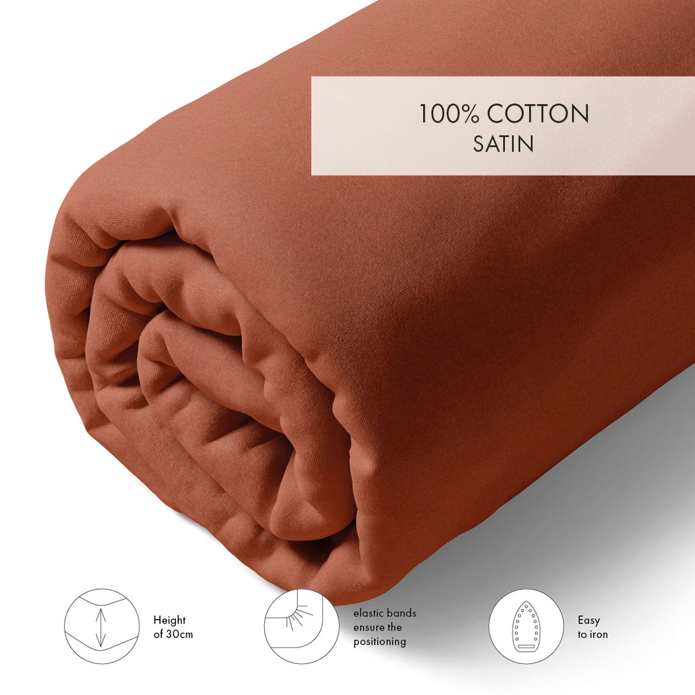 Drap-Housse Satin De Coton - Terracotta 01 - Uni - Image 4