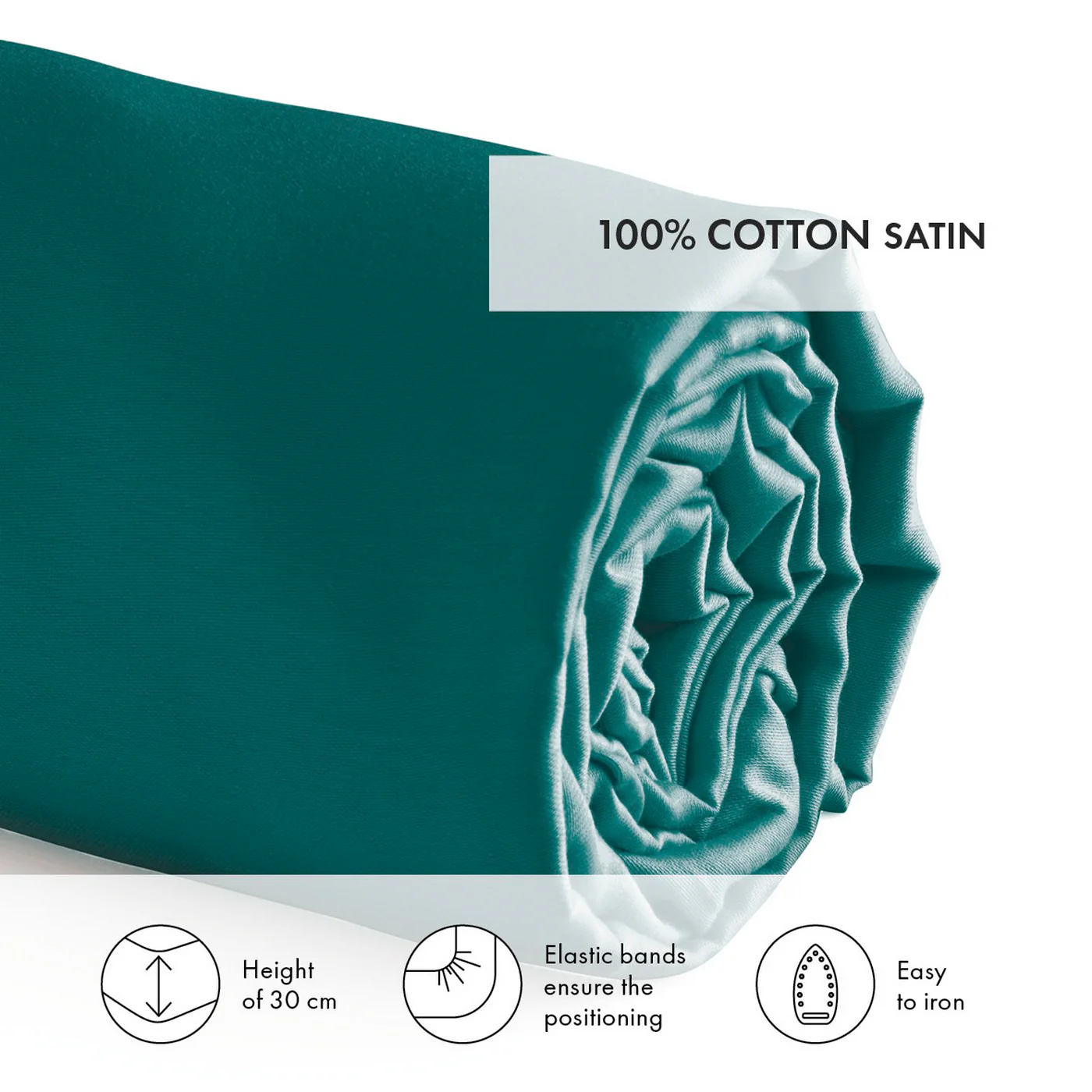 Drap-Housse Satin De Coton - Vert - Uni - Image 3