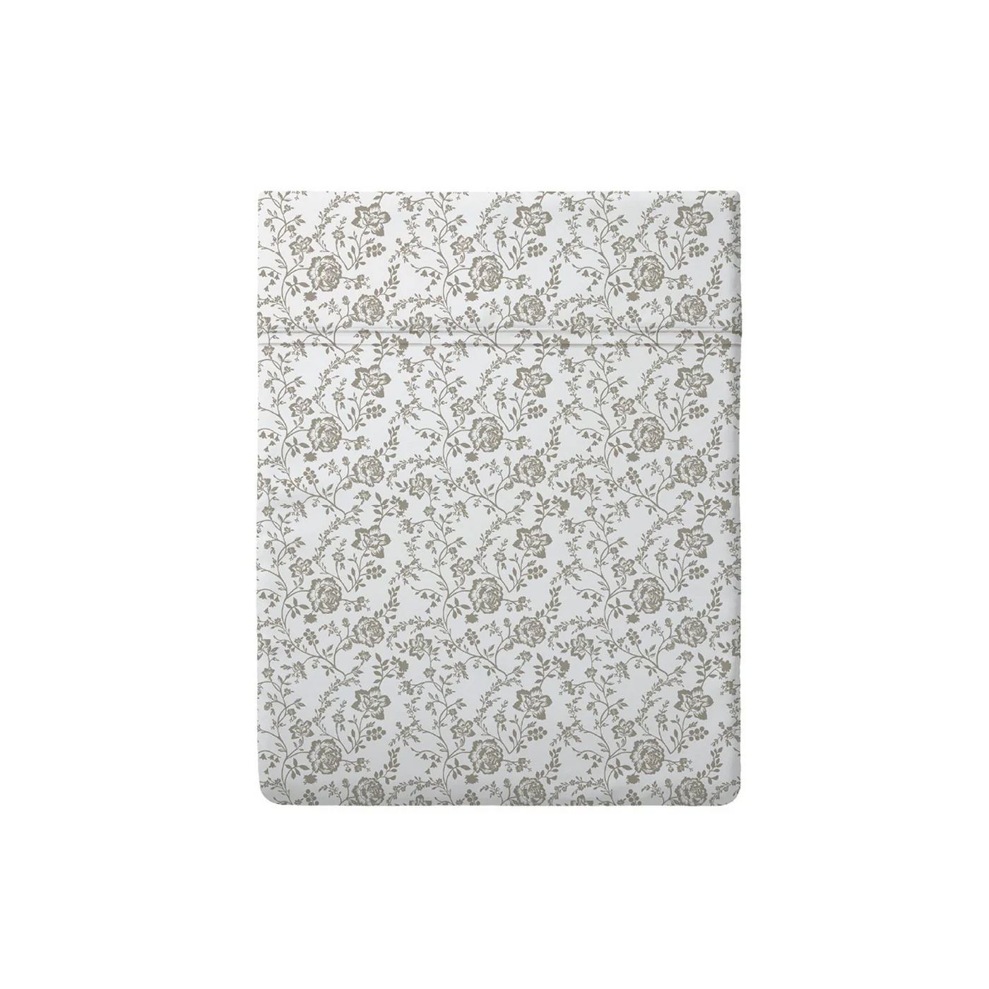 Drap Plat Bébé Satin De Coton - Blanc / Taupe - Parterre De Roses - Image 5