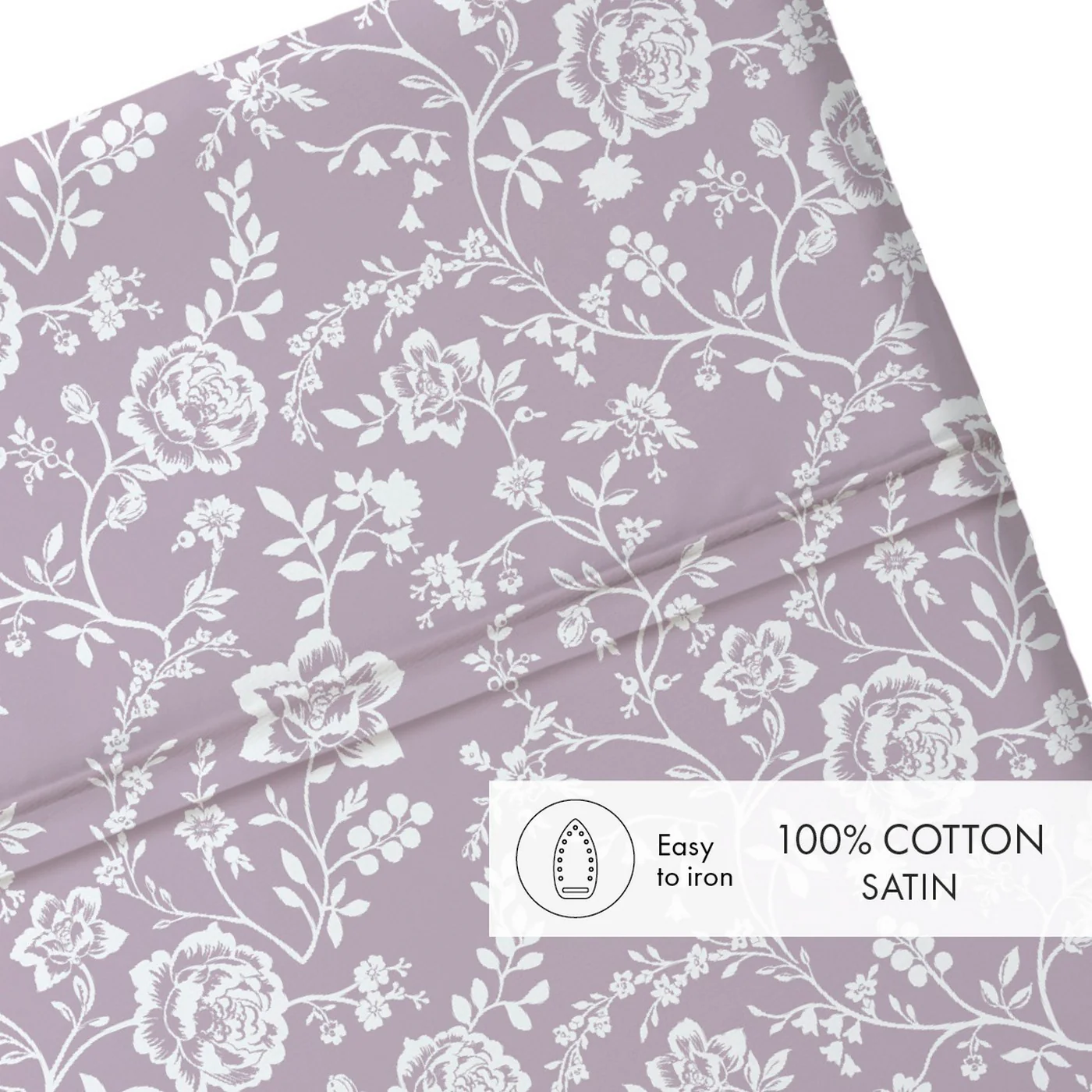 Drap Plat Bébé Satin De Coton - Lavande - Parterre De Roses - Image 4