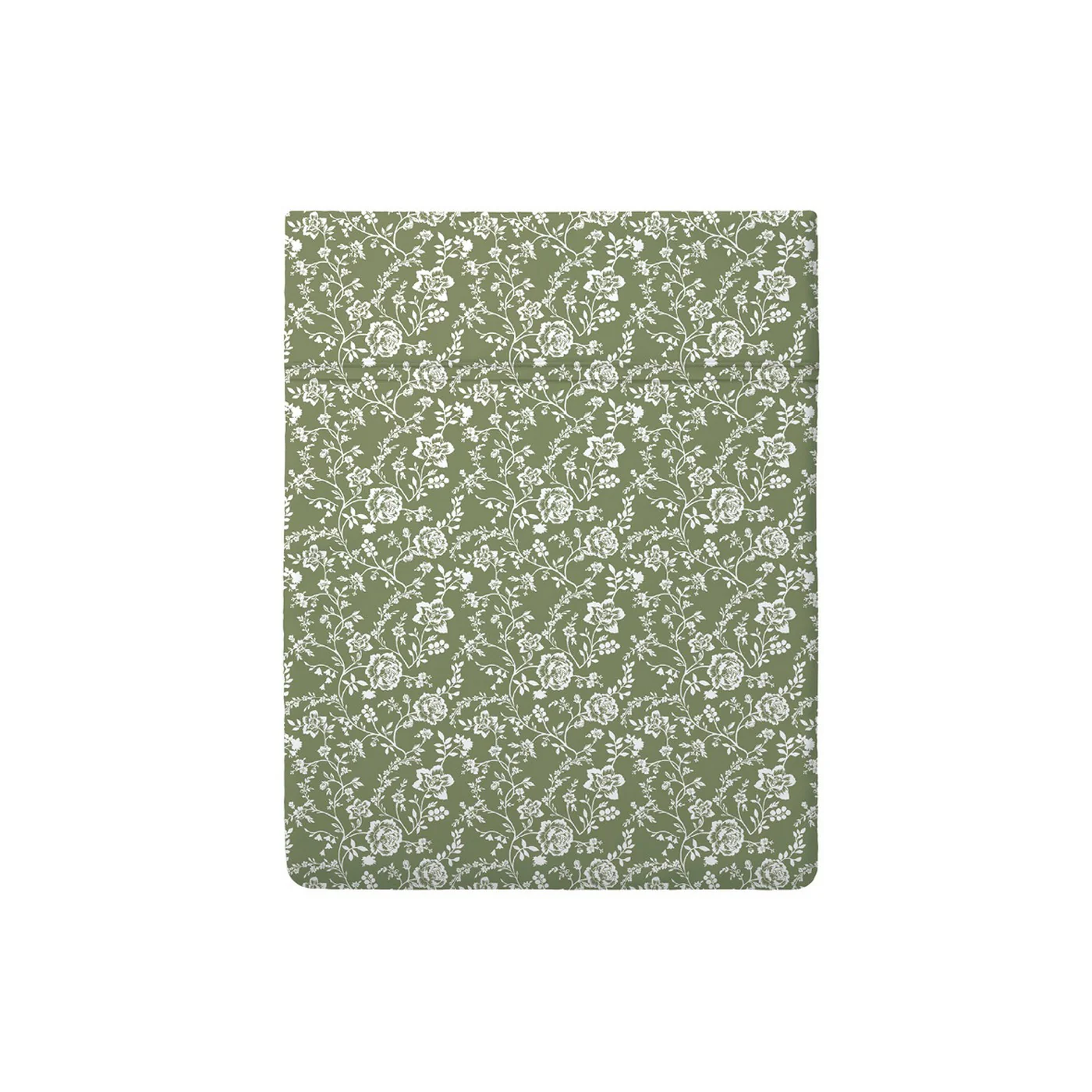Drap Plat Bébé Satin De Coton - Vert - Parterre De Roses - Image 5