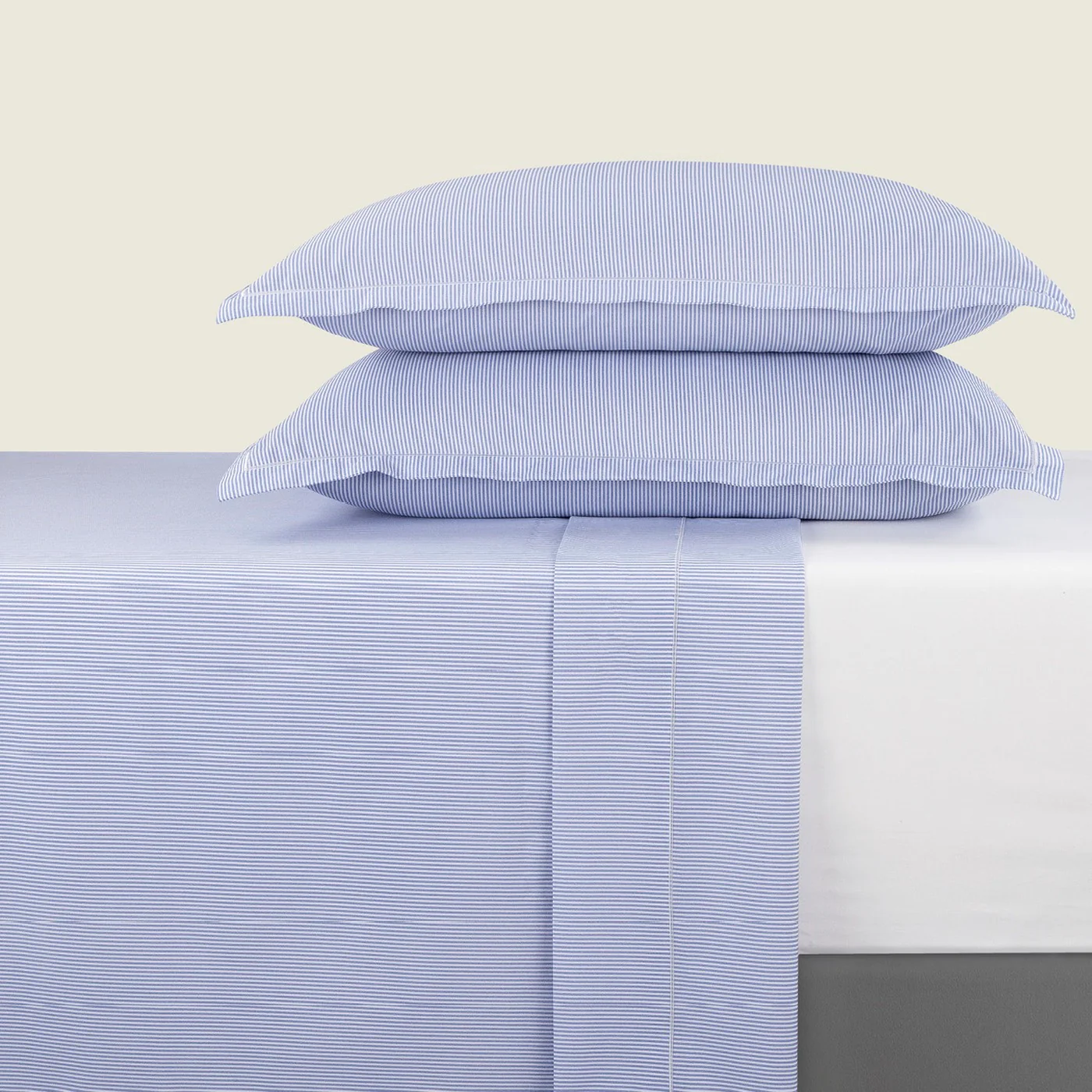 Drap Plat Coton Percale - Bleu Clair - Nantes - Image 2