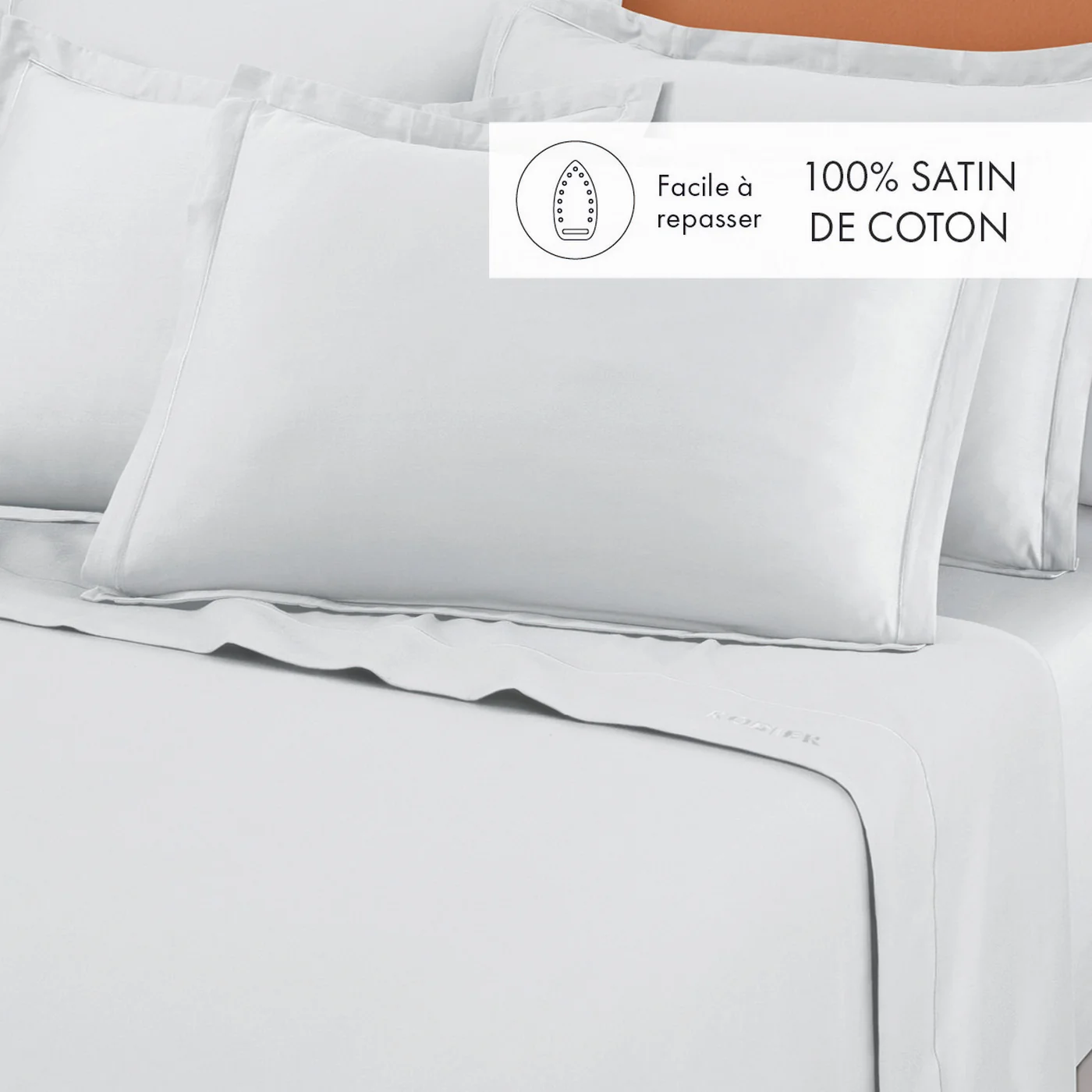 Drap Plat Satin De Coton - Blanc 01 - Uni 1 Baratta - Image 2