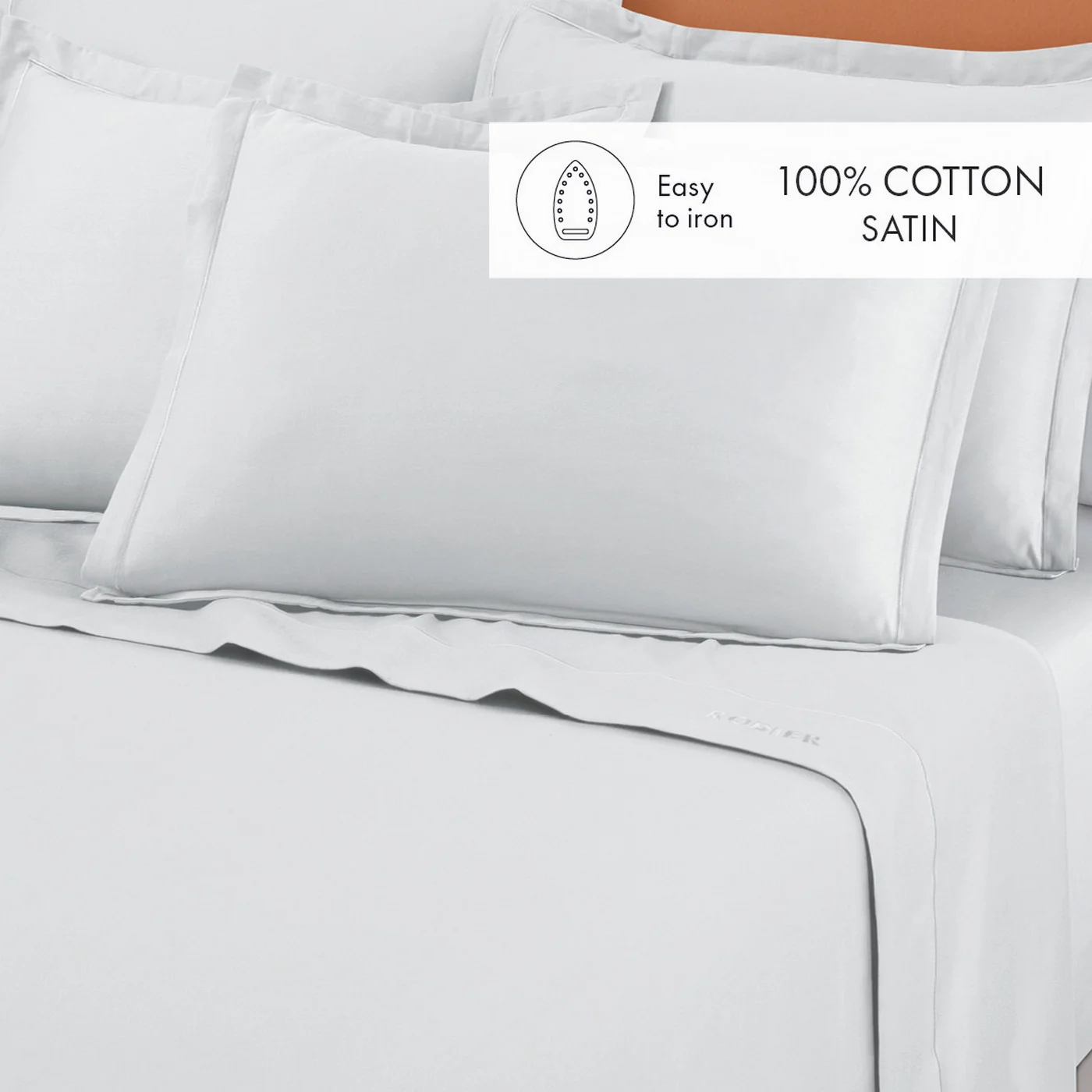 Drap Plat Satin De Coton - Blanc 01 - Uni 1 Baratta - Image 3