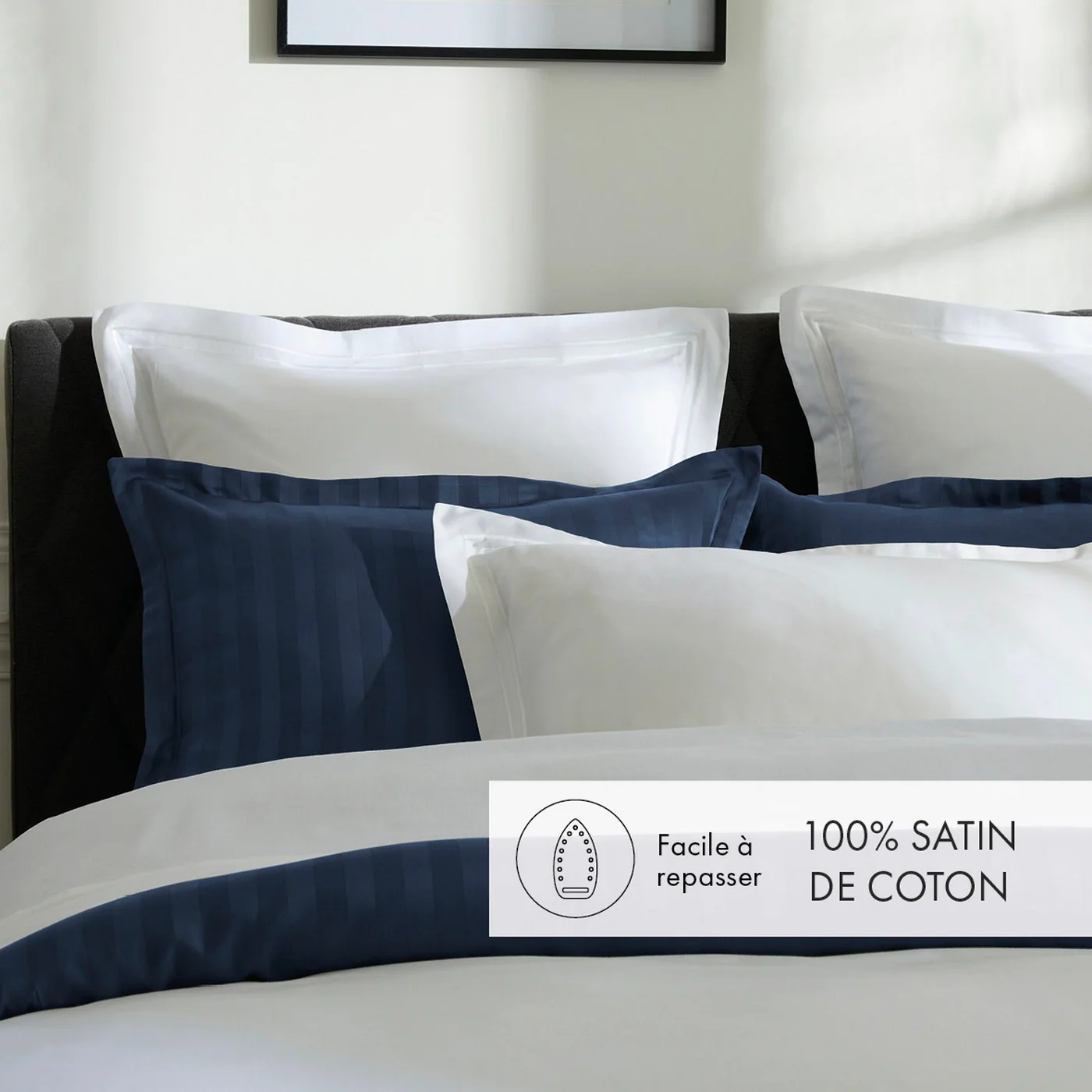 Drap Plat Satin De Coton - Blanc / Blanc - Nice - Image 3