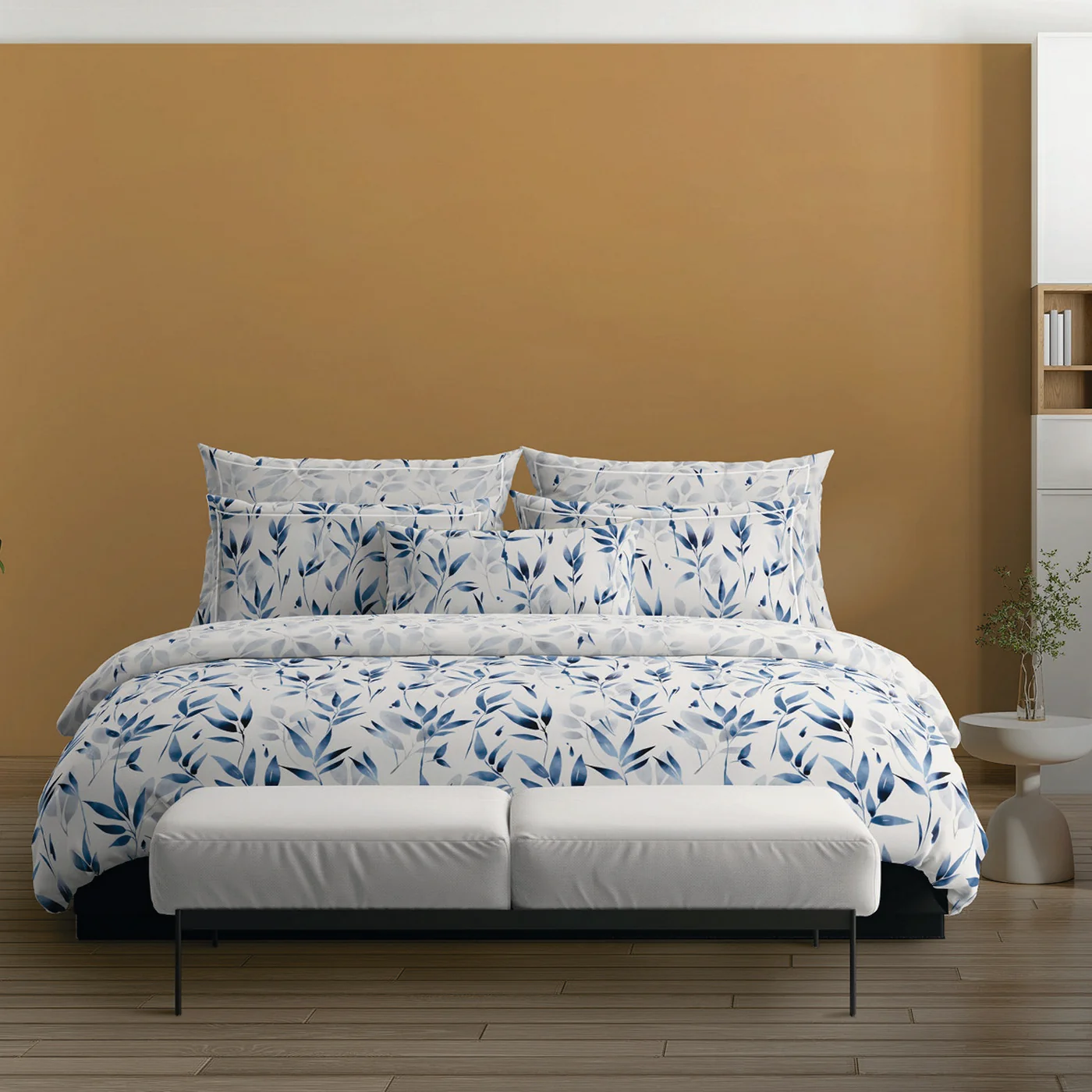 Drap Plat Satin De Coton - Blanc - Eclat Bleu - Image 2