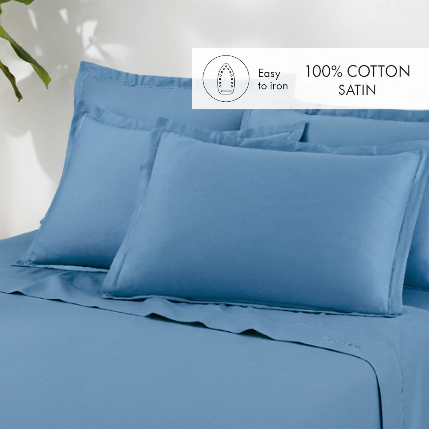 Drap Plat Satin De Coton - Bleu 05 - Uni 1 Baratta - Image 3