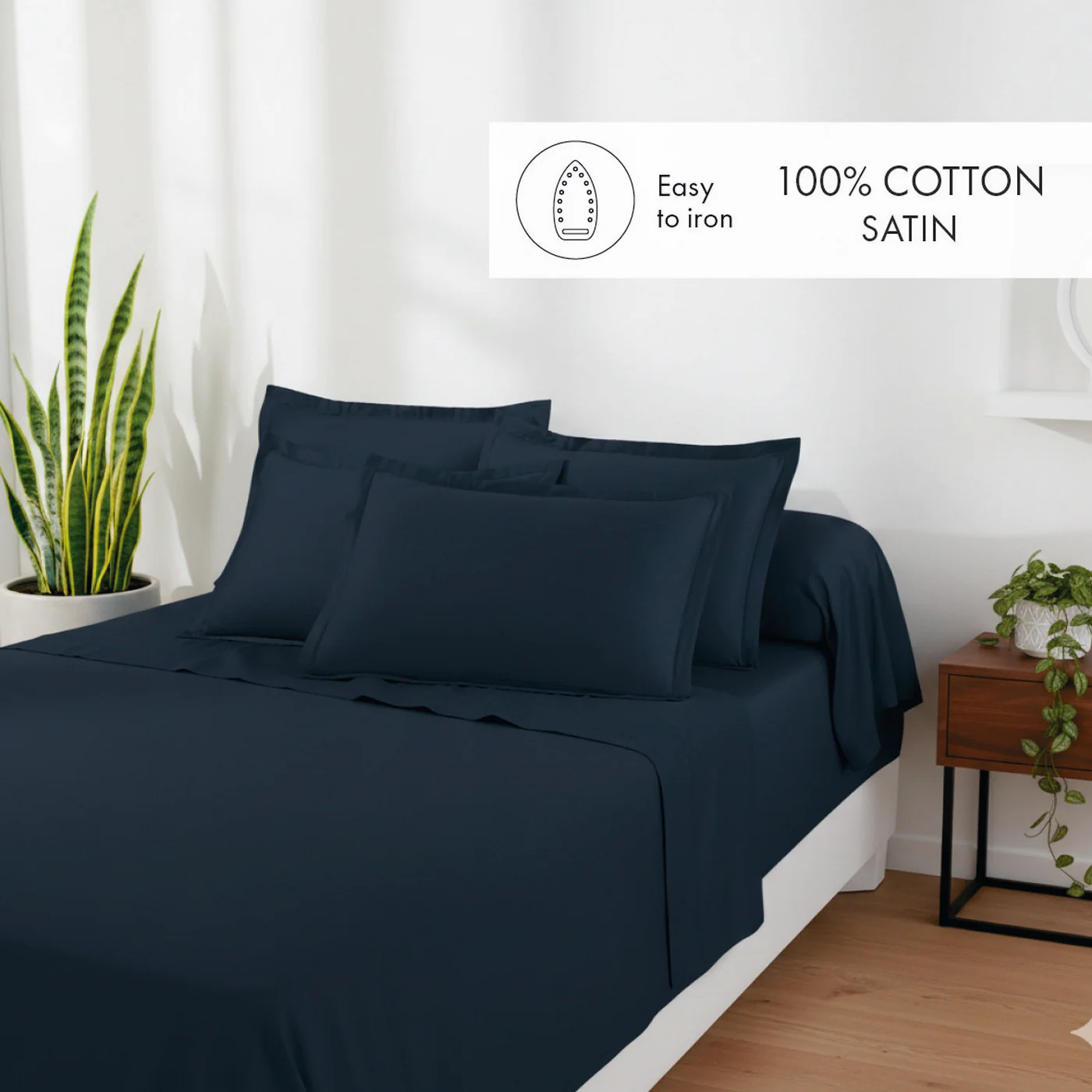 Drap Plat Satin De Coton - Bleu 11 - Uni 1 Baratta - Image 3