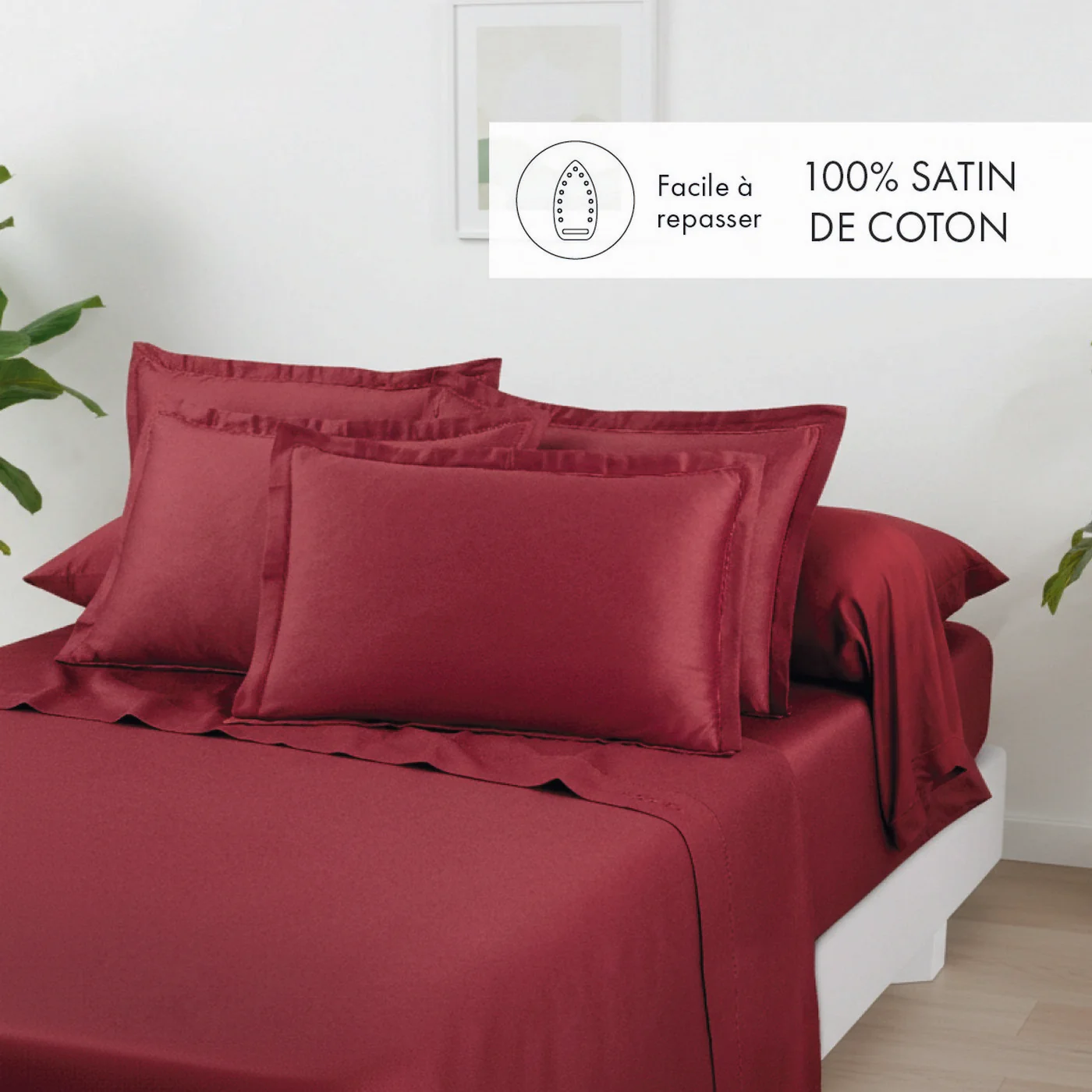 Drap Plat Satin De Coton - Bordeaux 01 - Uni 1 Baratta - Image 2