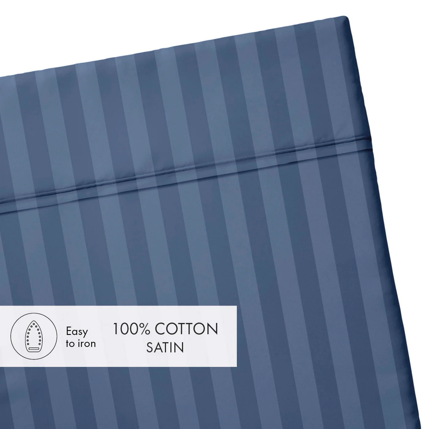 Drap Plat Satin De Coton Dobby Stripe - Bleu - Dobby Stripe Woven - Image 3