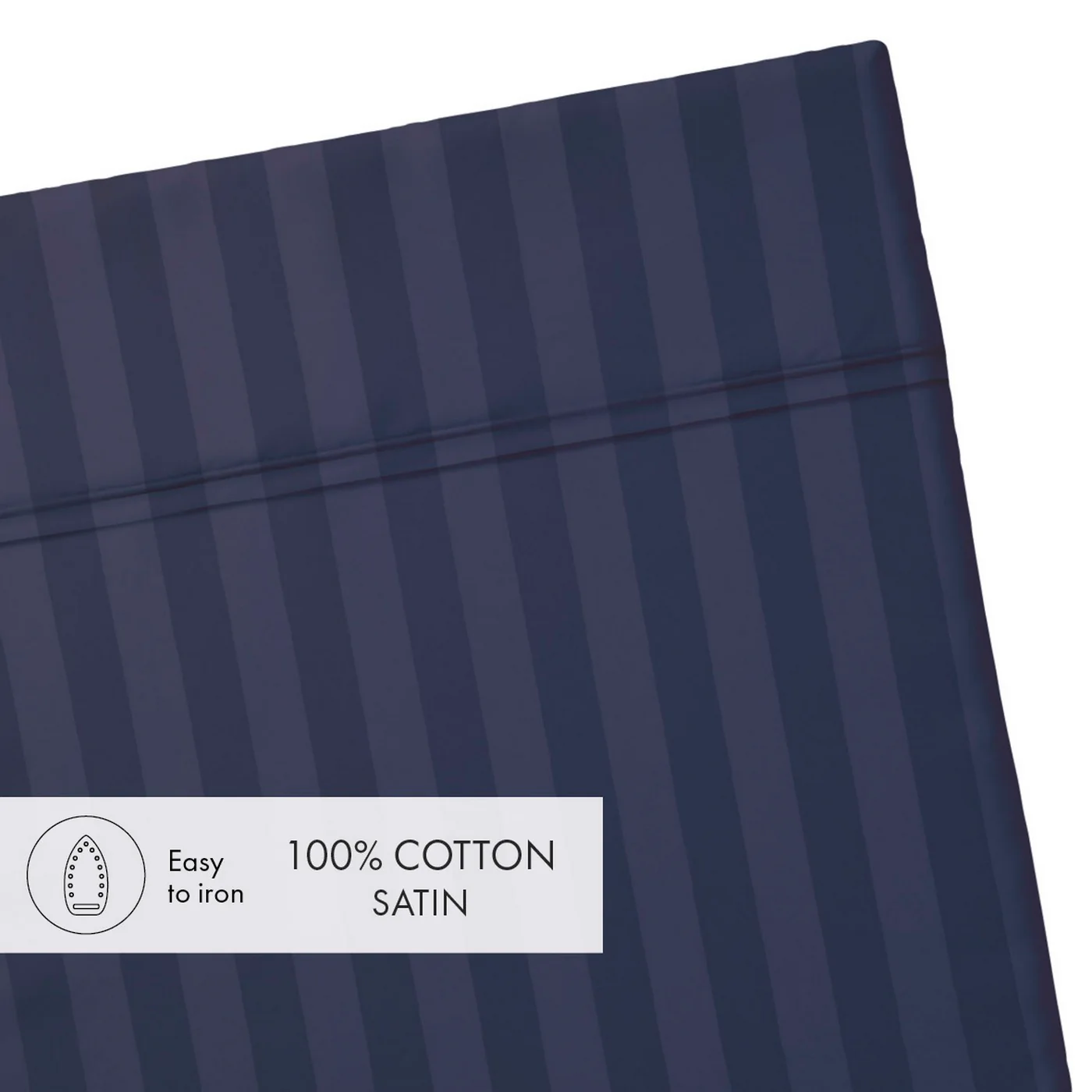 Drap Plat Satin De Coton Dobby Stripe - Blue Foncé - Dobby Stripe Woven - Image 4
