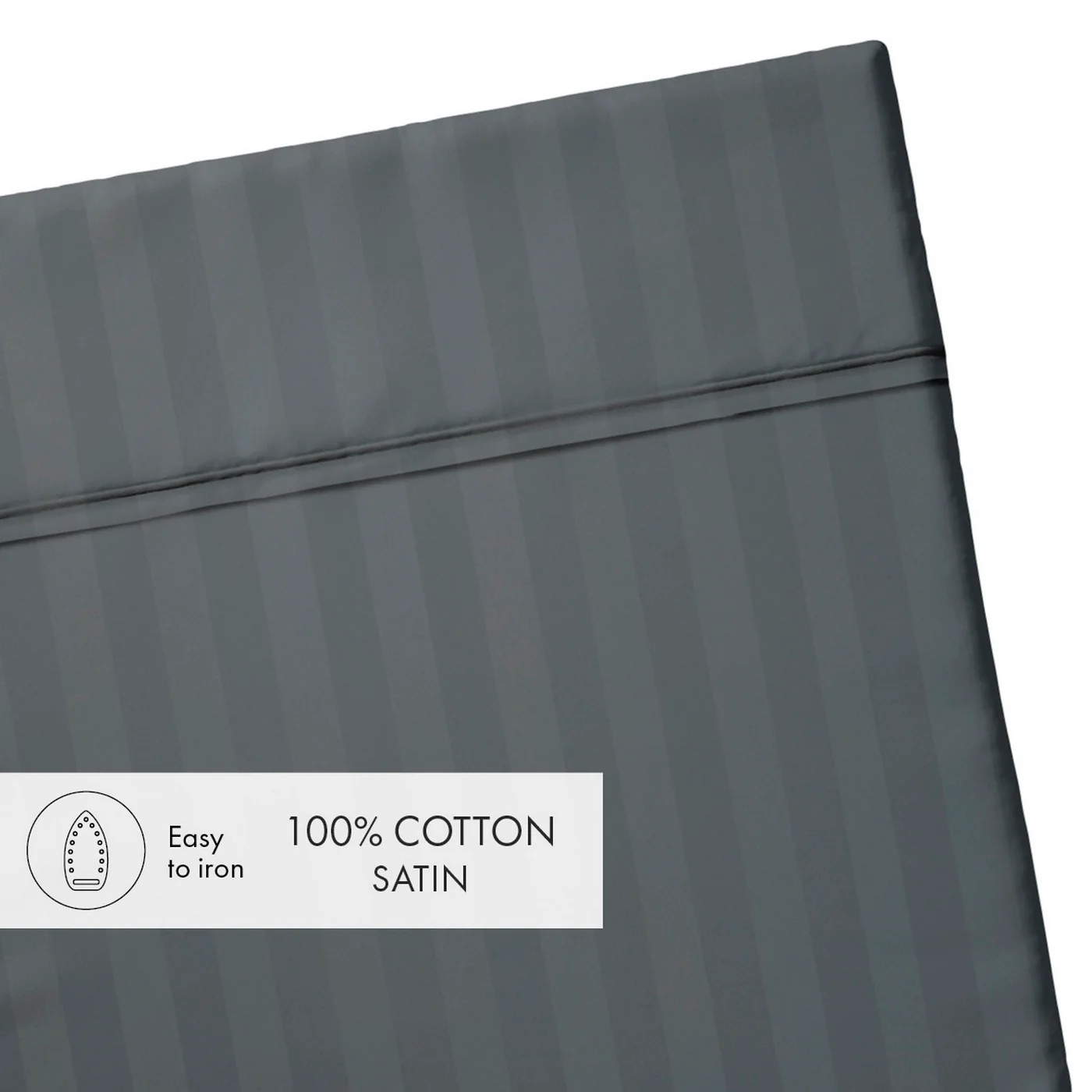 Drap Plat Satin De Coton Dobby Stripe - Gris Foncé - Dobby Stripe Woven - Image 3