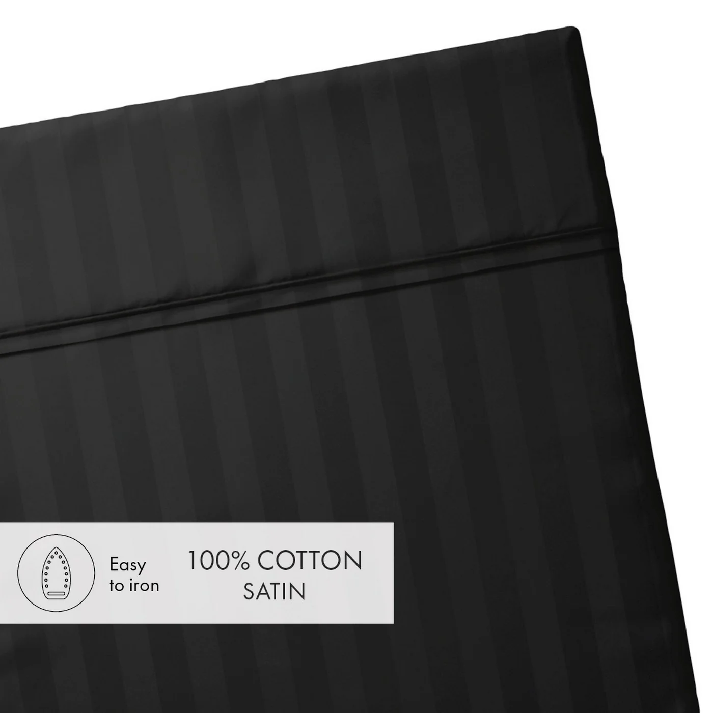Drap Plat Satin De Coton Dobby Stripe - Noir - Dobby Stripe Woven - Image 3