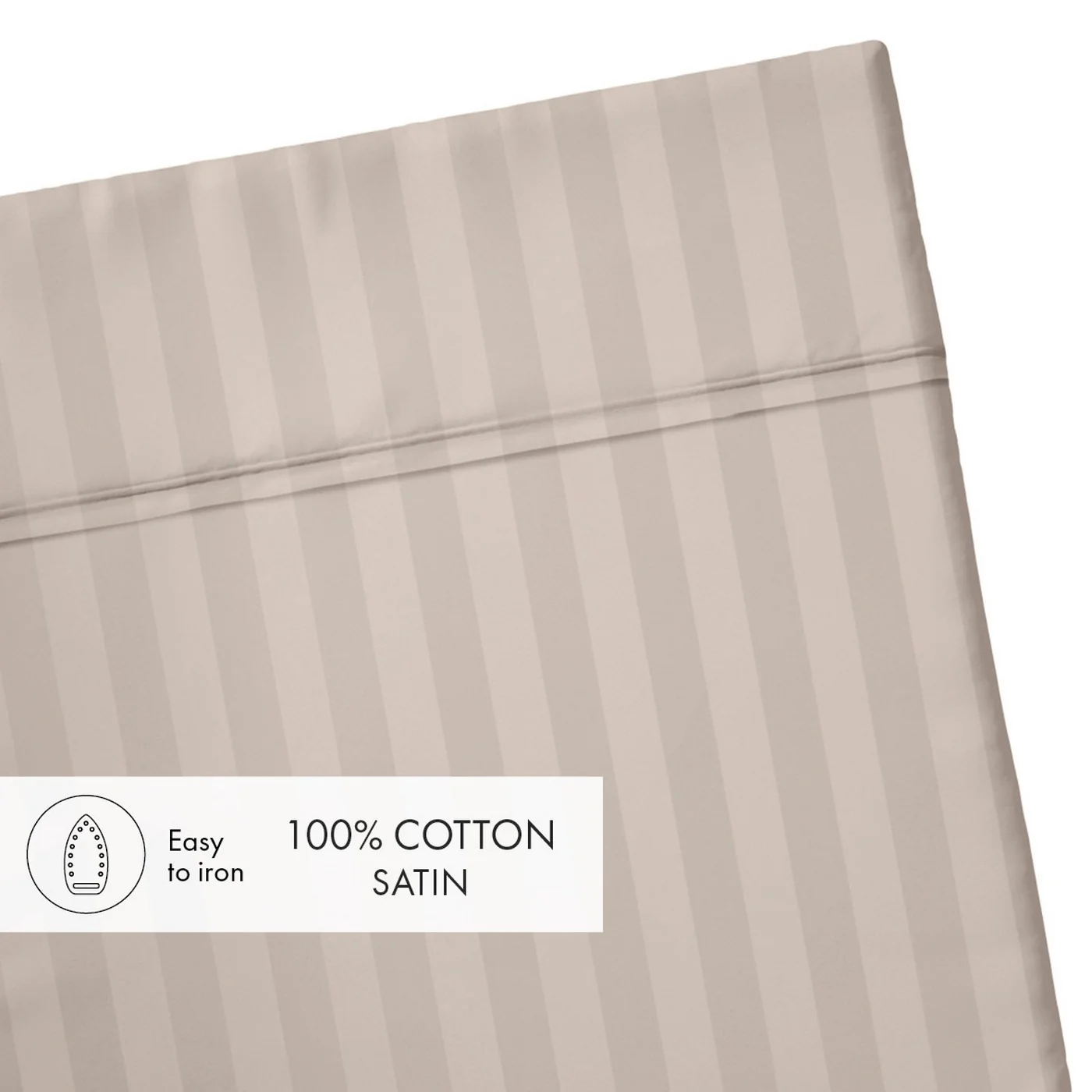 Drap Plat Satin De Coton Dobby Stripe - Taupe - Dobby Stripe Woven - Image 3
