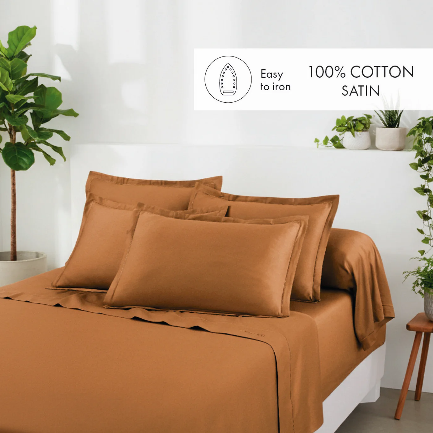 Drap Plat Satin De Coton - Marron 01 - Uni 1 Baratta - Image 3