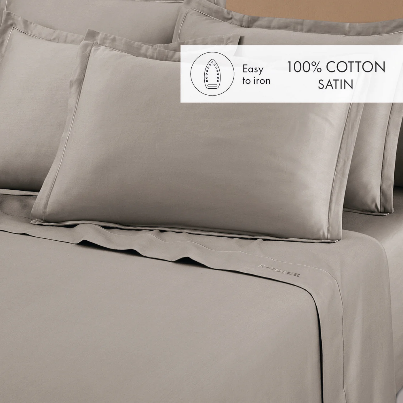 Drap Plat Satin De Coton - Taupe 01 - Uni 1 Baratta - Image 3