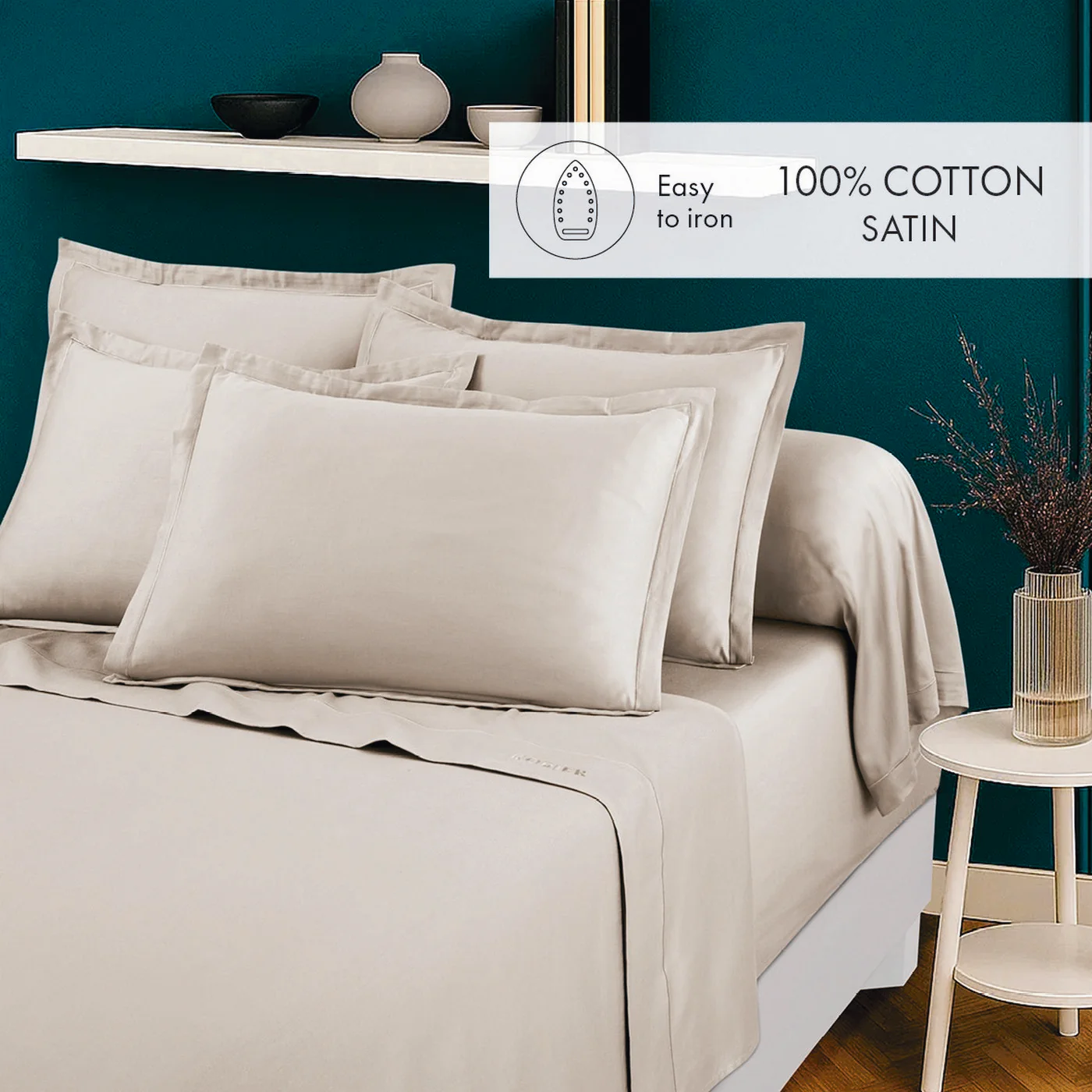 Drap Plat Satin De Coton - Taupe 05 - Uni 1 Baratta - Image 3