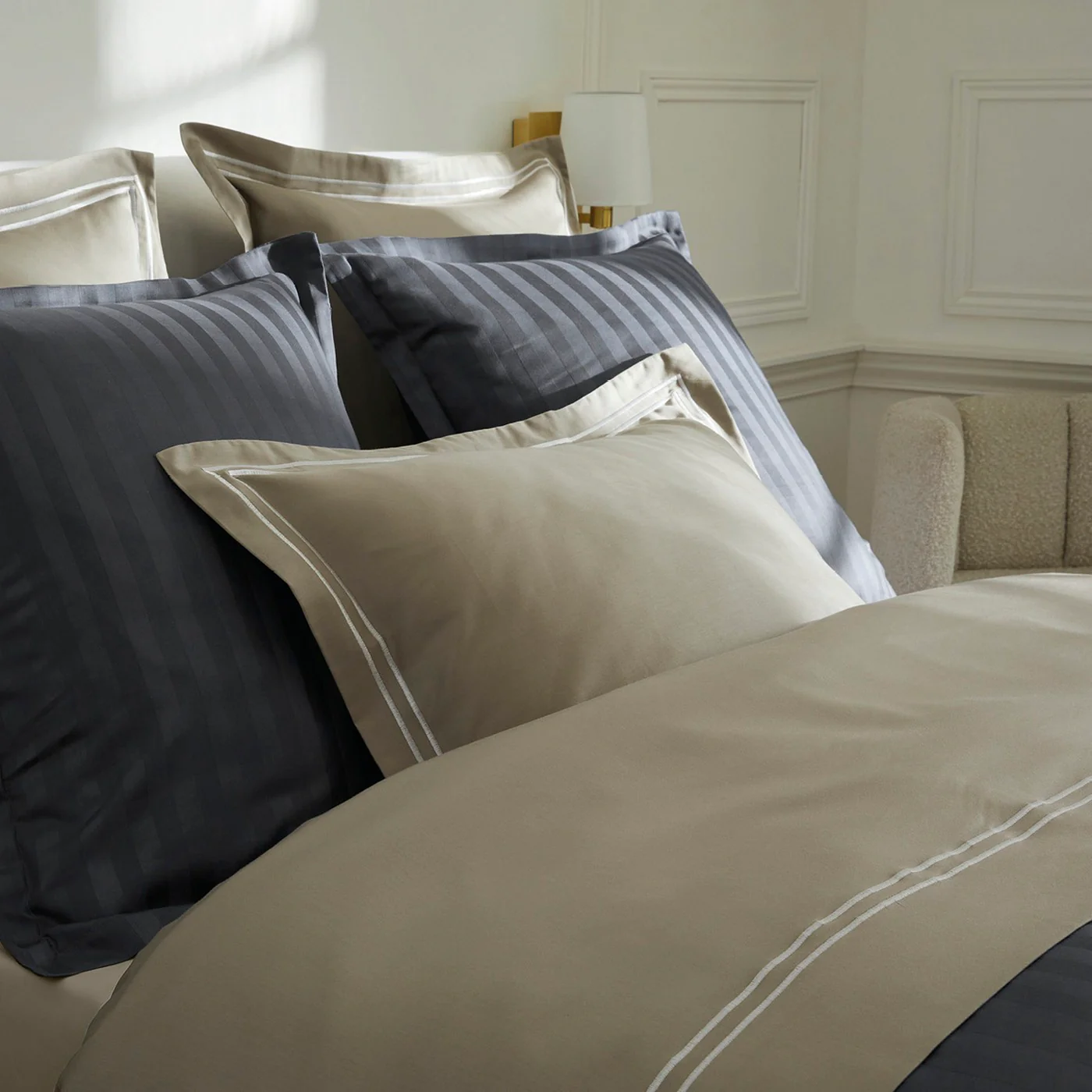 Drap Plat Satin De Coton - Taupe / Taupe - Nice - Image 4