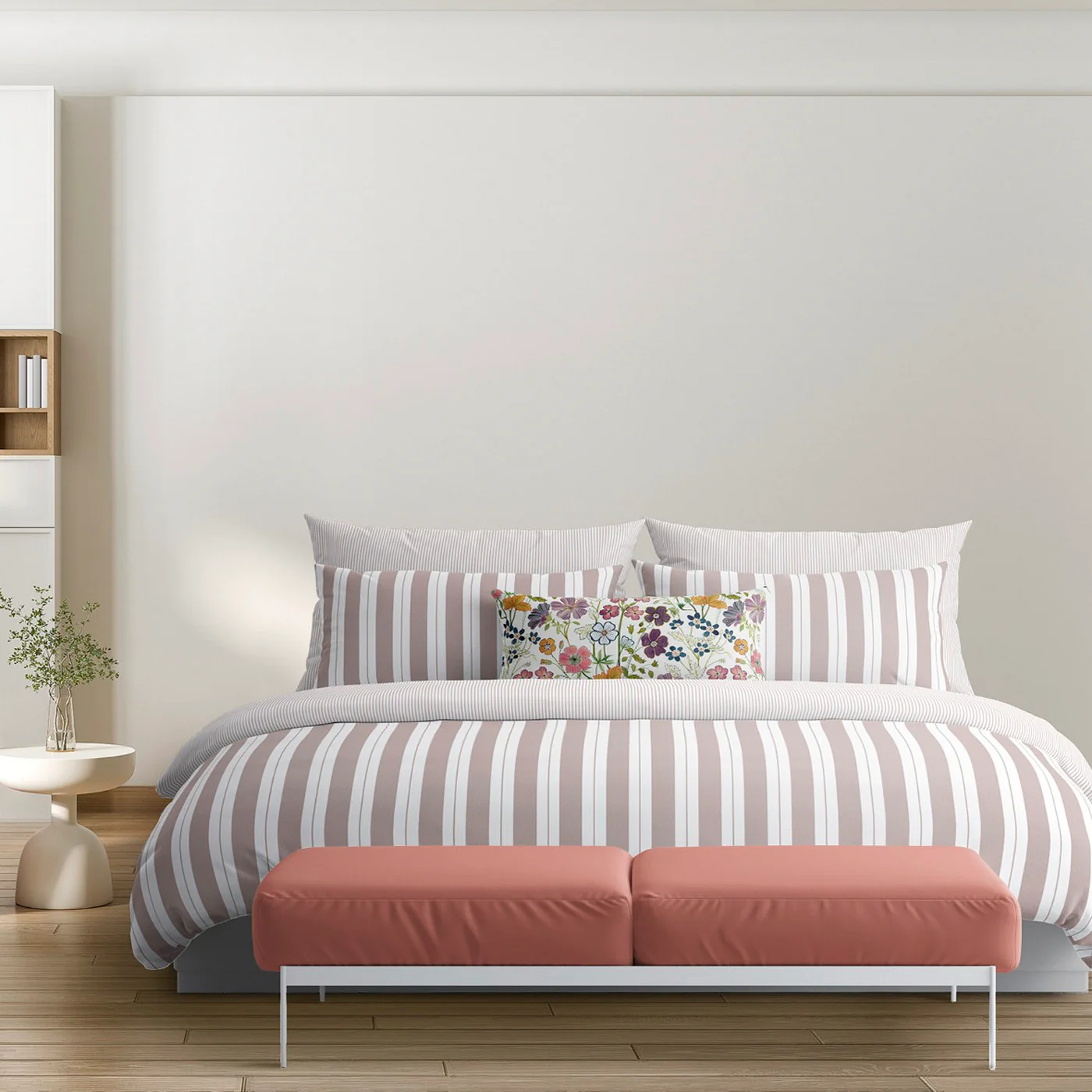 Drap Plat Satin De Coton - Vieux Rose - Noémie - Image 2