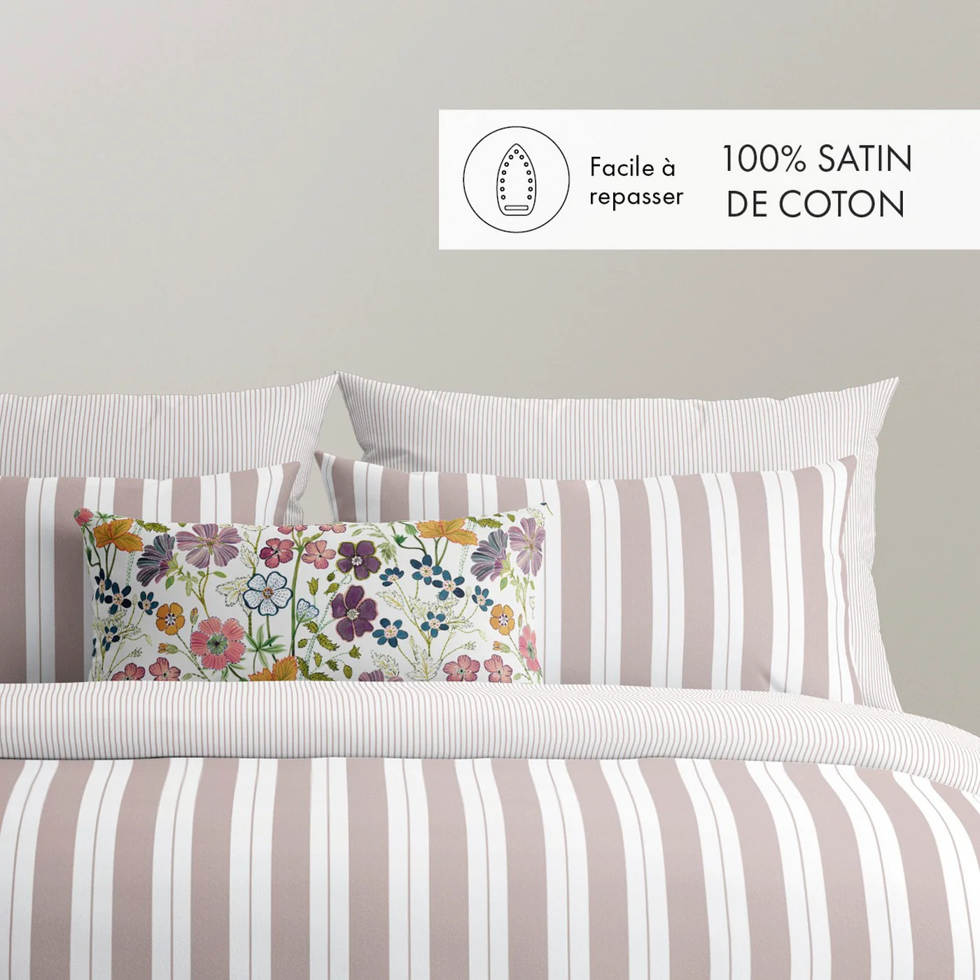 Drap Plat Satin De Coton - Vieux Rose - Noémie - Image 3