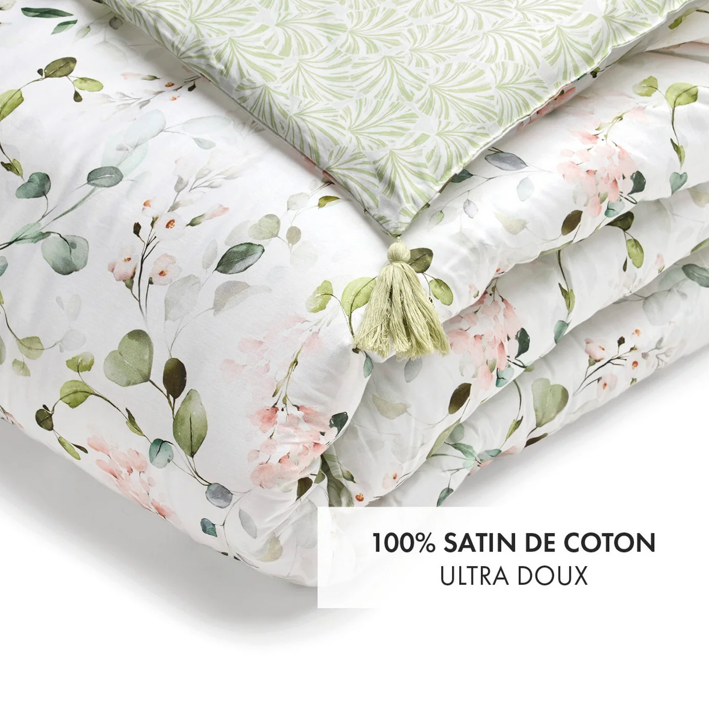 Édredon Avec Glands - Blanc - Eclat D'Eucalyptus - Image 2
