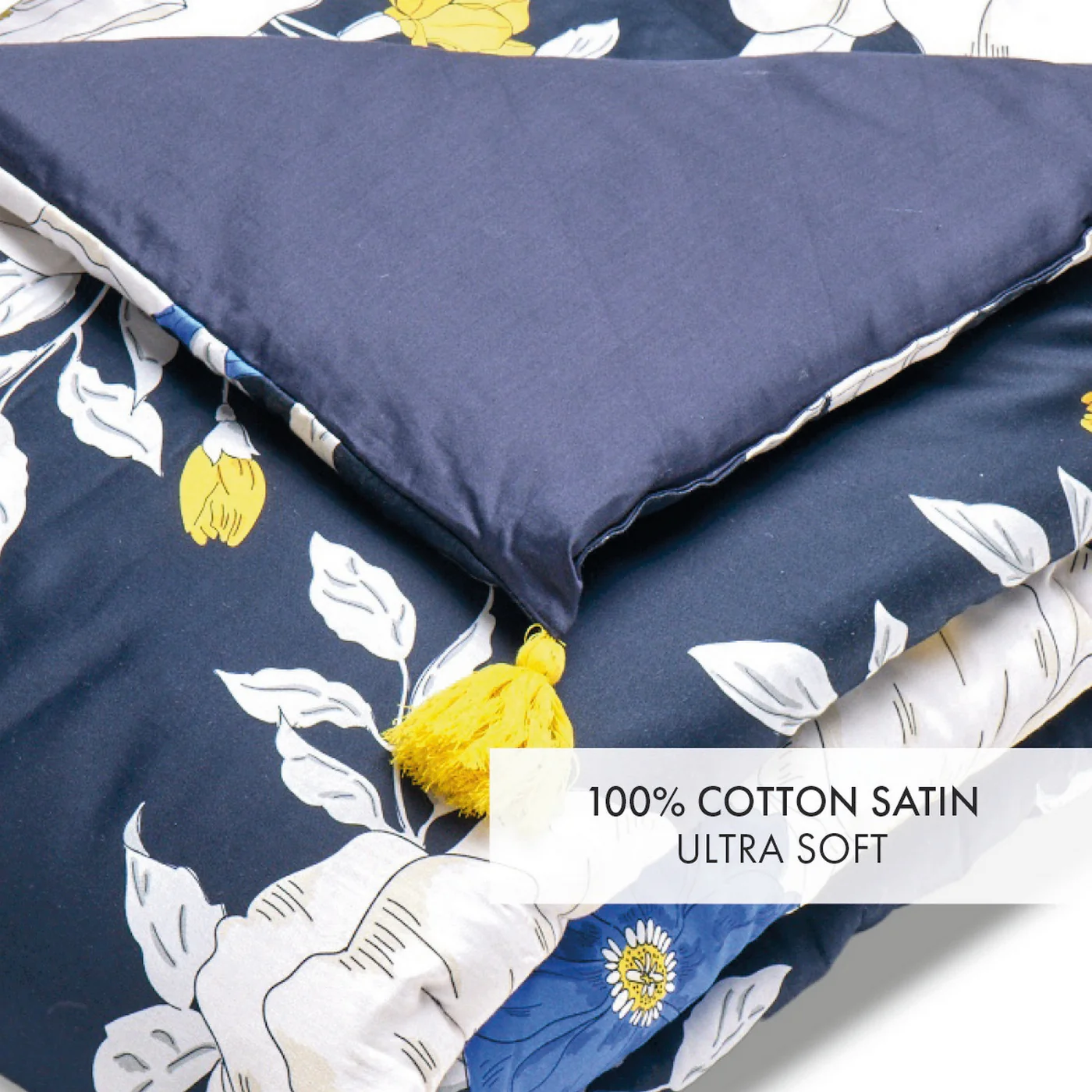 Édredon Avec Glands - Bleu Foncé - Nuit Fleurie - Image 3