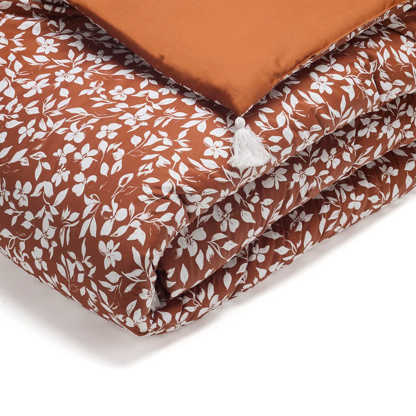 Édredon Avec Glands Satin De Coton - Terracotta - Floréal - Image 4