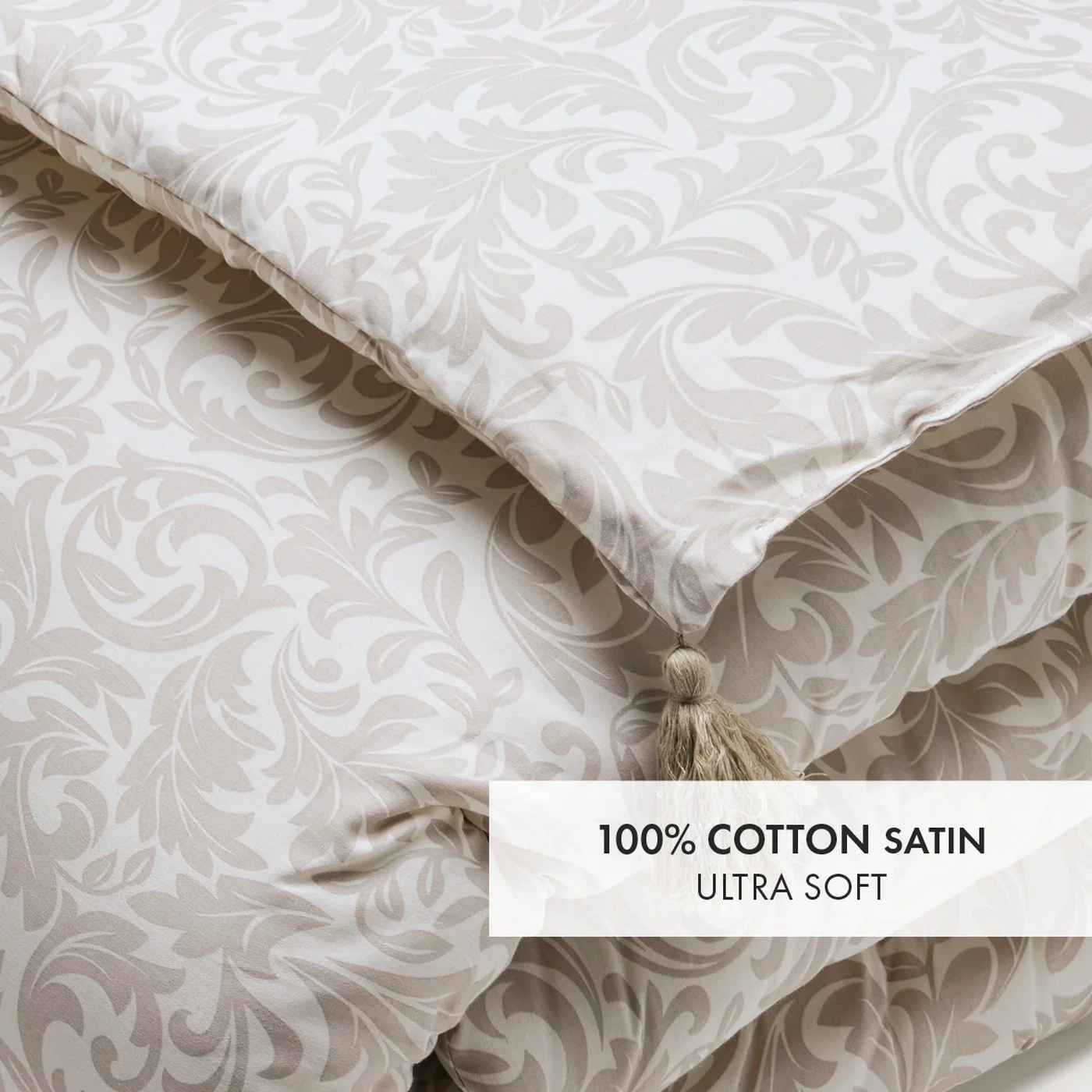 Édredon Avec Glands - Taupe - Damask Floralia - Image 3