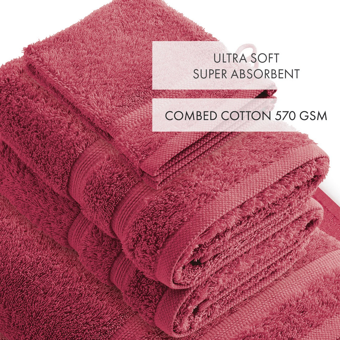 Ensemble Complet De Linge De Bain Coton Peigné - Rose Blush - Vague - Image 3