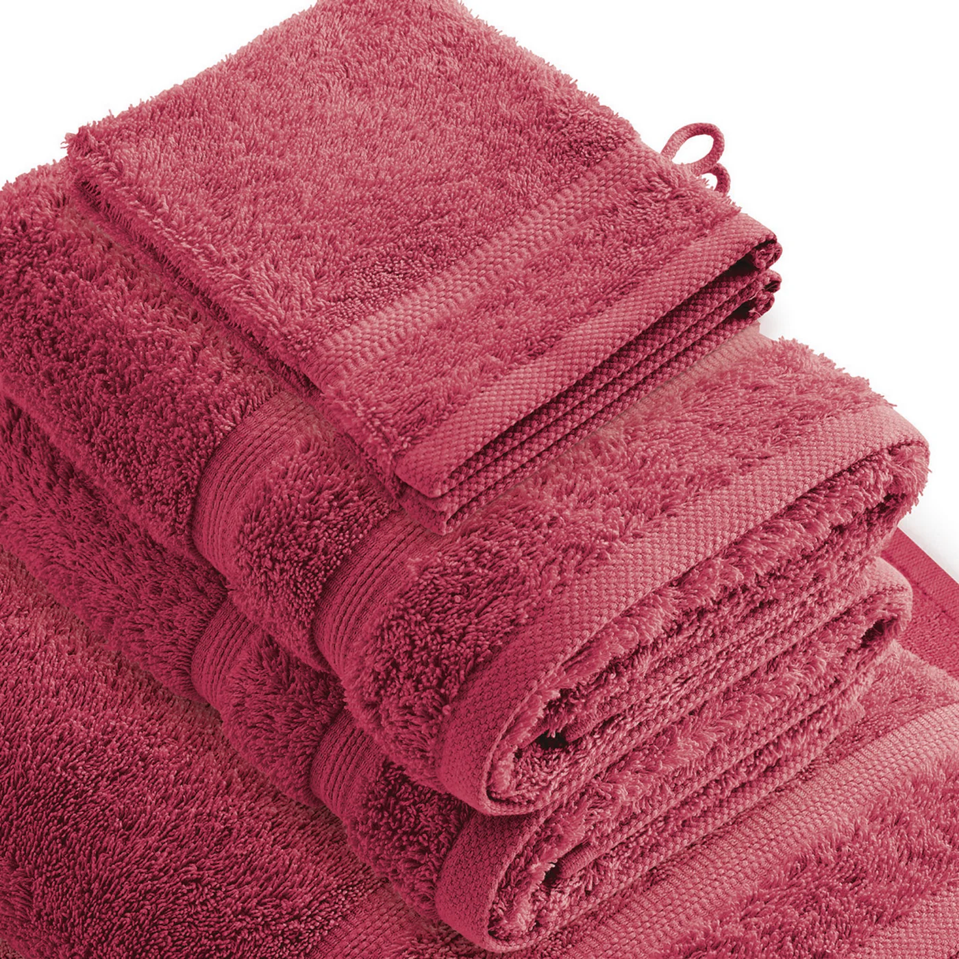 Ensemble Complet De Linge De Bain Coton Peigné - Rose Blush - Vague - Image 4