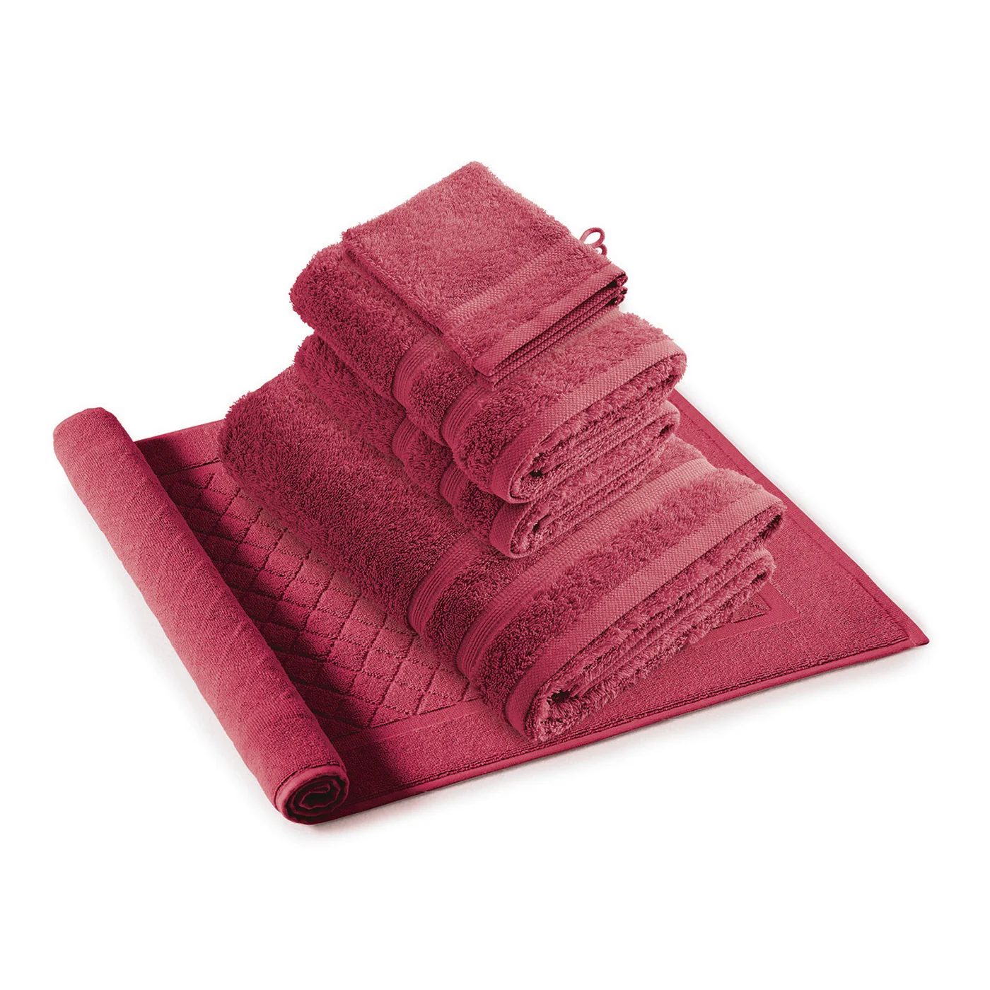 Ensemble Complet De Linge De Bain Coton Peigné - Rose Blush - Vague - Image 5