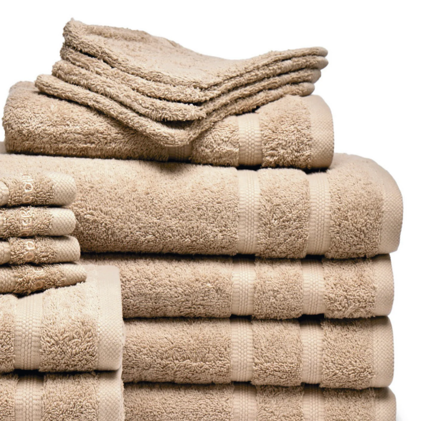 Ensemble Complet De Linge De Bain Coton Peigné - Taupe - Vague - Image 10