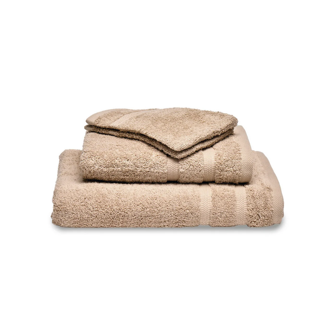Ensemble Complet De Linge De Bain Coton Peigné - Taupe - Vague - Image 3