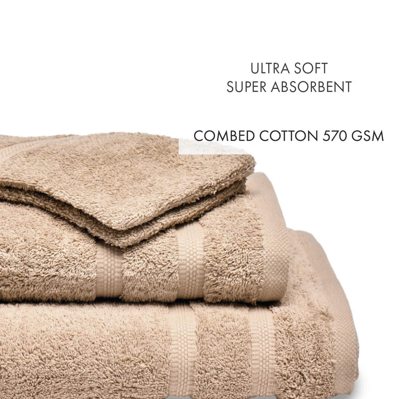 Ensemble Complet De Linge De Bain Coton Peigné - Taupe - Vague - Image 5