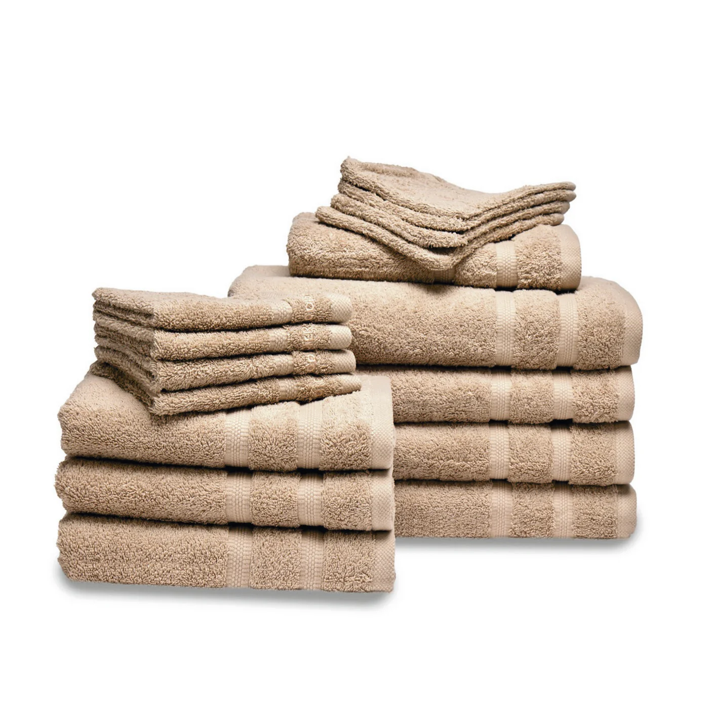 Ensemble Complet De Linge De Bain Coton Peigné - Taupe - Vague - Image 7