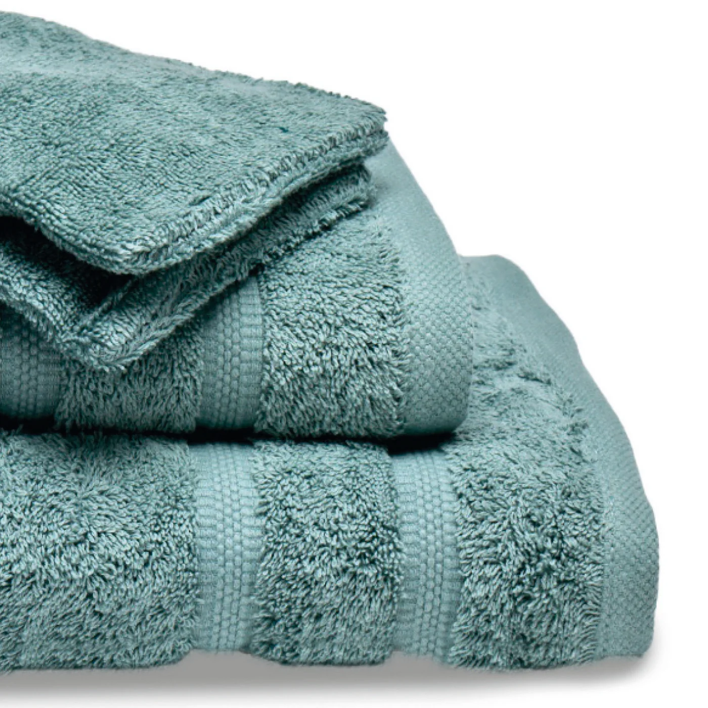 Ensemble Complet De Linge De Bain Coton Peigné - Vert Bouteille - Vague - Image 3