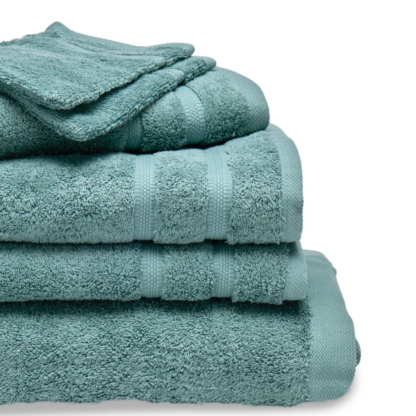 Ensemble Complet De Linge De Bain Coton Peigné - Vert Bouteille - Vague - Image 5