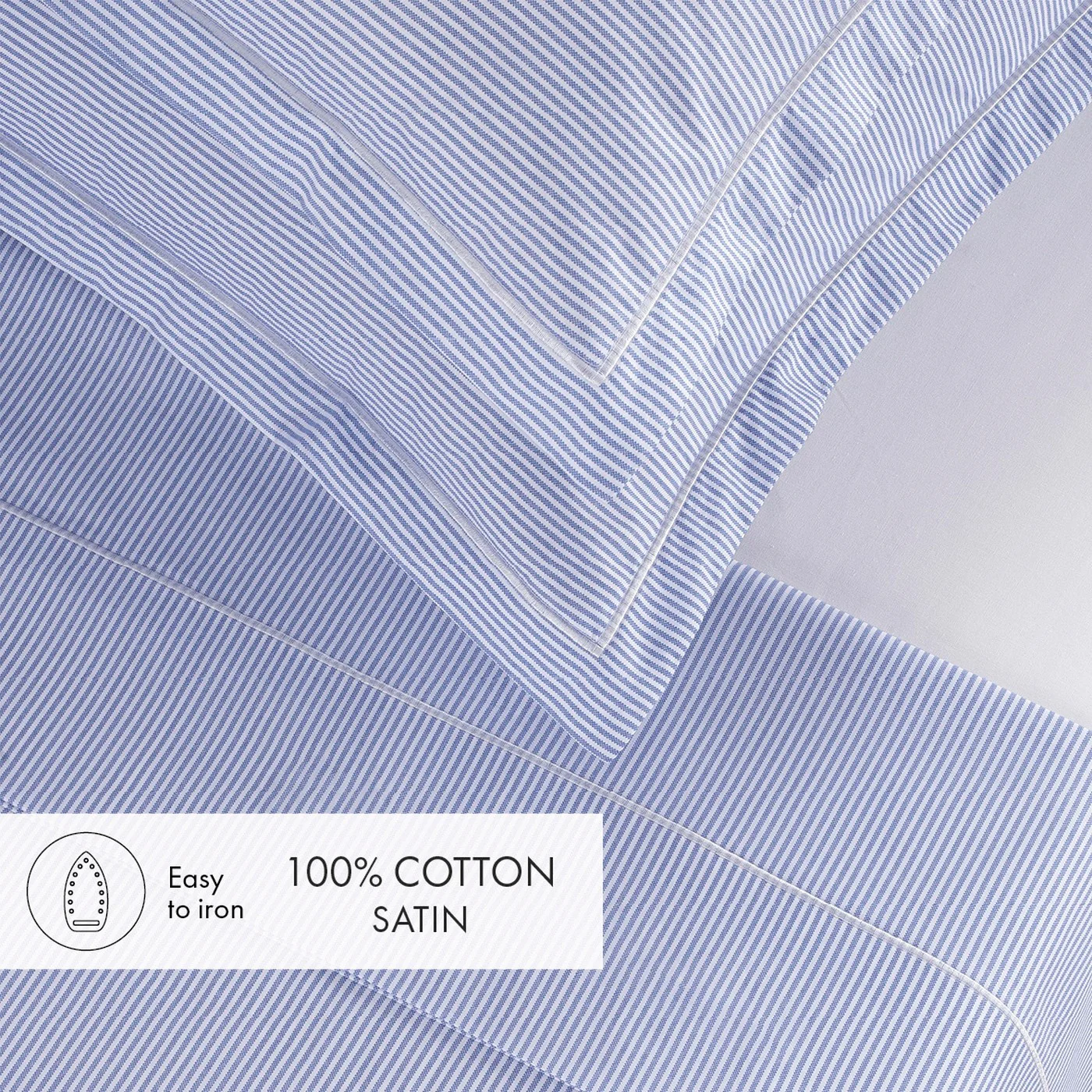 Ensemble De Draps Coton Percale - Bleu Clair - Nantes - Image 3