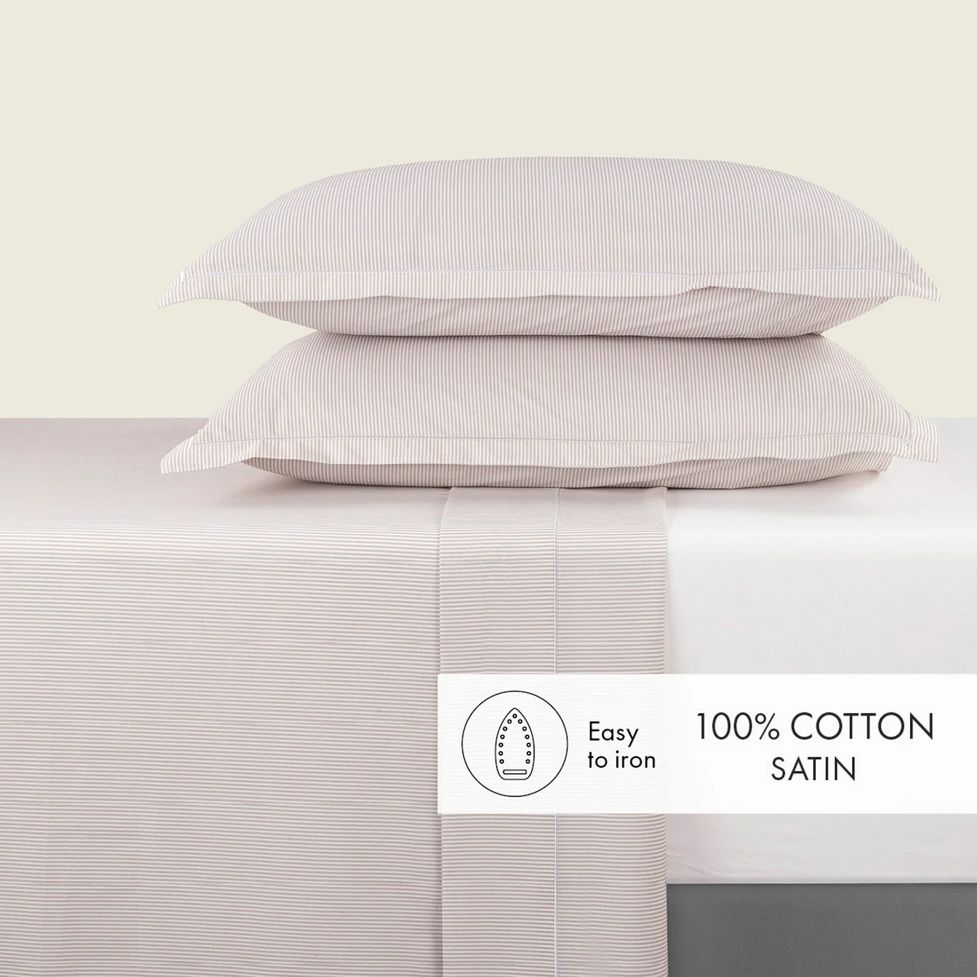 Ensemble De Draps Coton Percale - Taupe - Nantes - Image 4