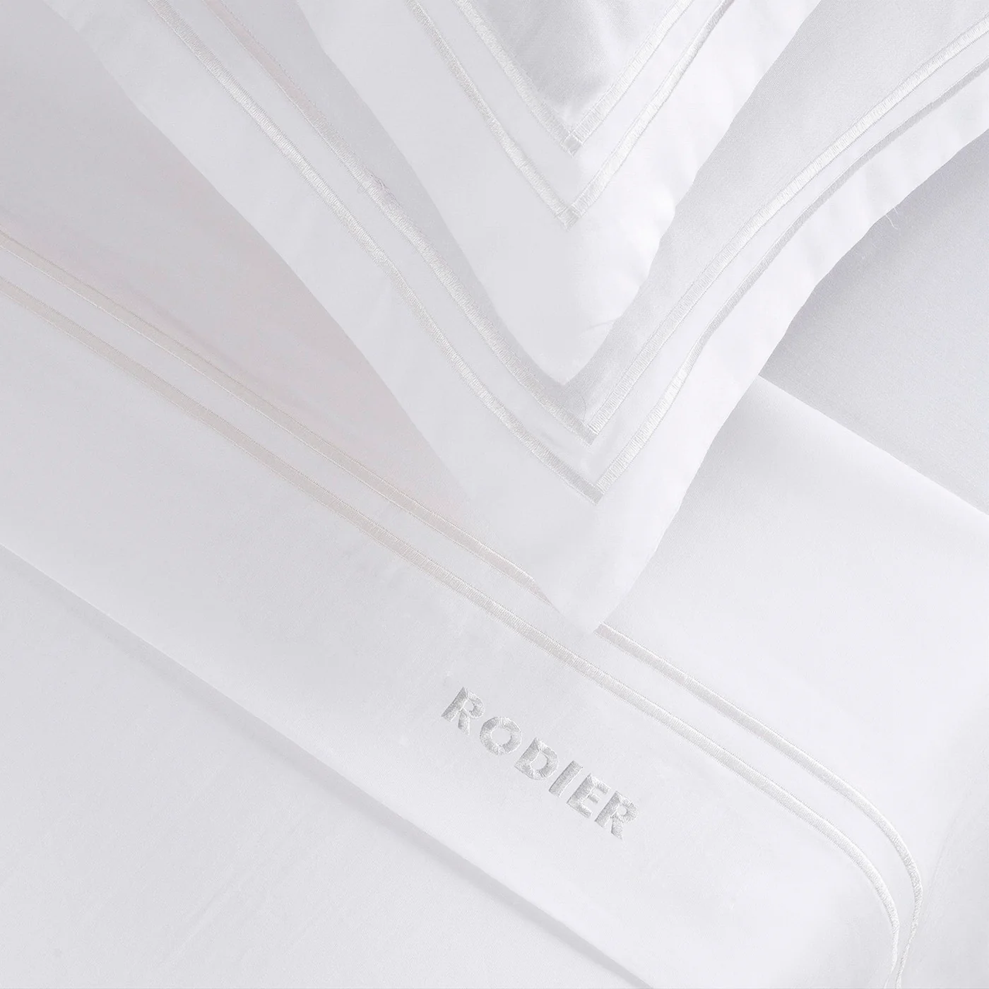 Ensemble De Draps Satin De Coton - Blanc / Blanc - Nice - Image 4