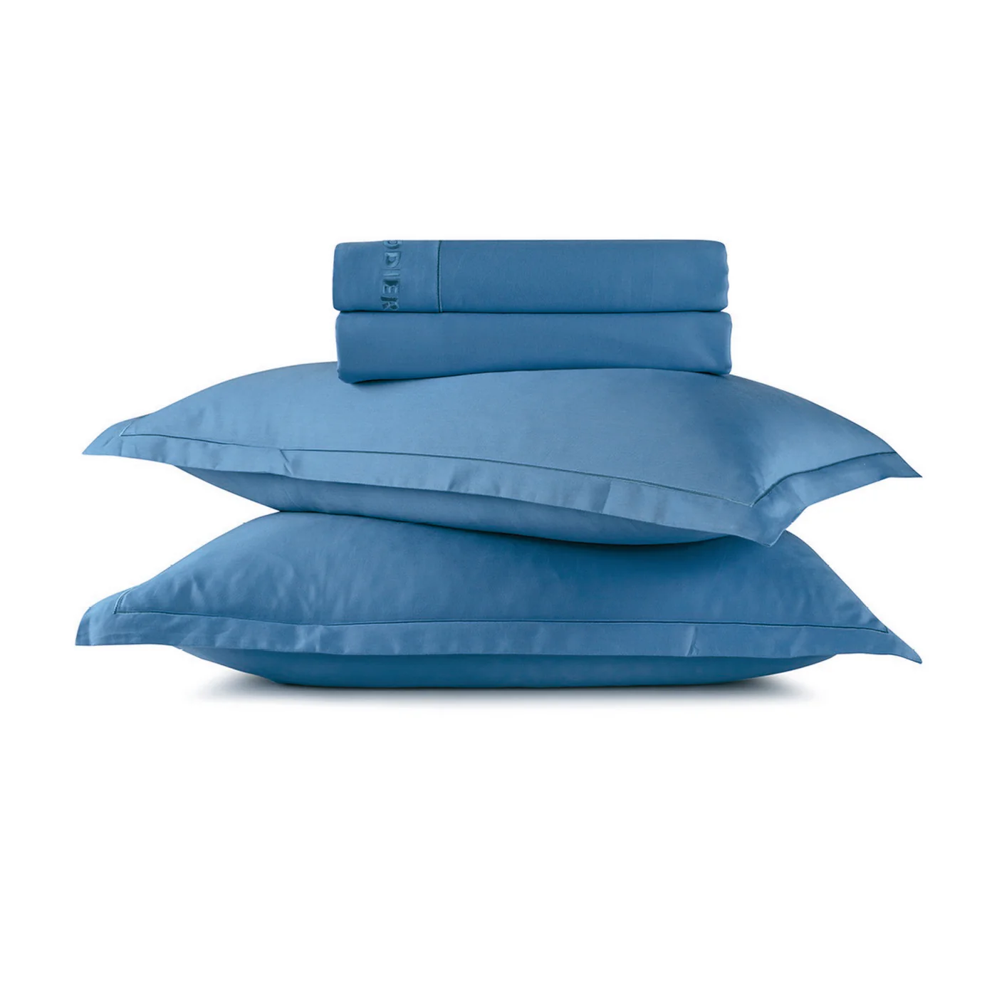 Ensemble De Draps Satin De Coton - Bleu 05 - Uni 1 Baratta - Image 6
