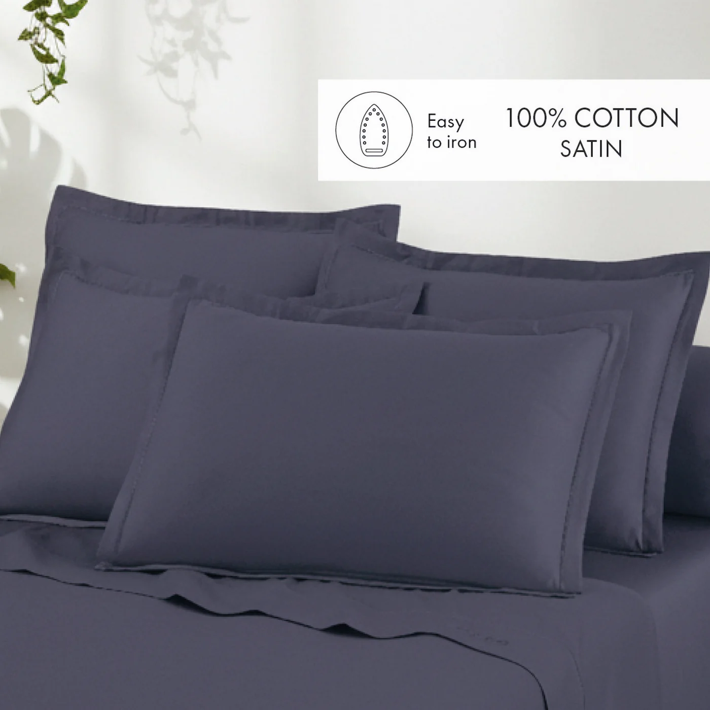 Ensemble De Draps Satin De Coton - Bleu 06 - Uni 1 Baratta - Image 3
