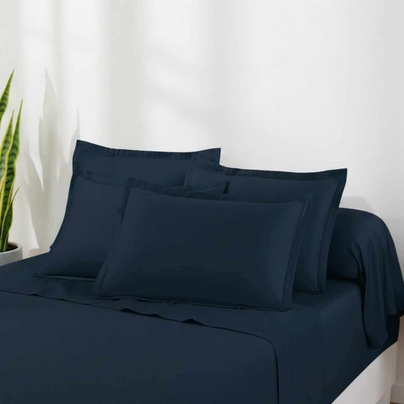 Ensemble De Draps Satin De Coton - Bleu 11 - Uni 1 Baratta - Image 4