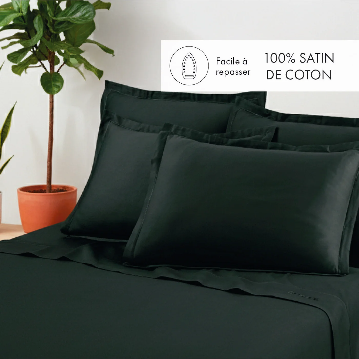 Ensemble De Draps Satin De Coton - Gris 03 - Uni 1 Baratta - Image 2
