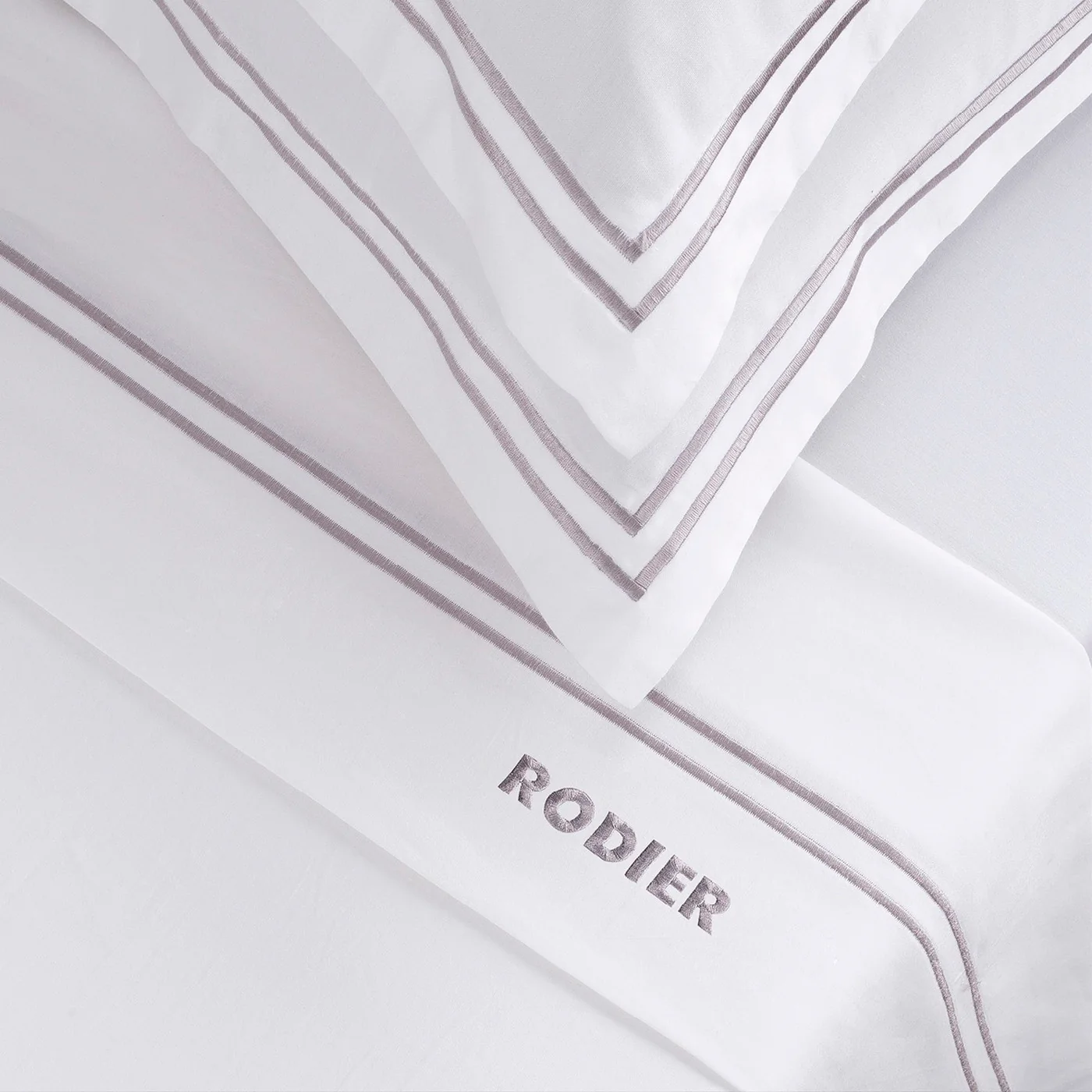 Ensemble De Draps Satin De Coton - Gris / Blanc - Nice - Image 4