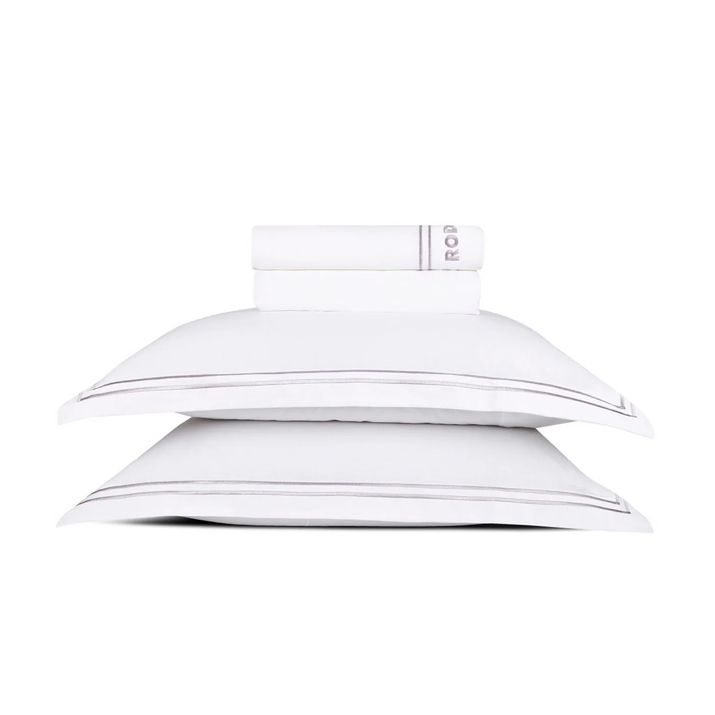 Ensemble De Draps Satin De Coton - Gris / Blanc - Nice - Image 5