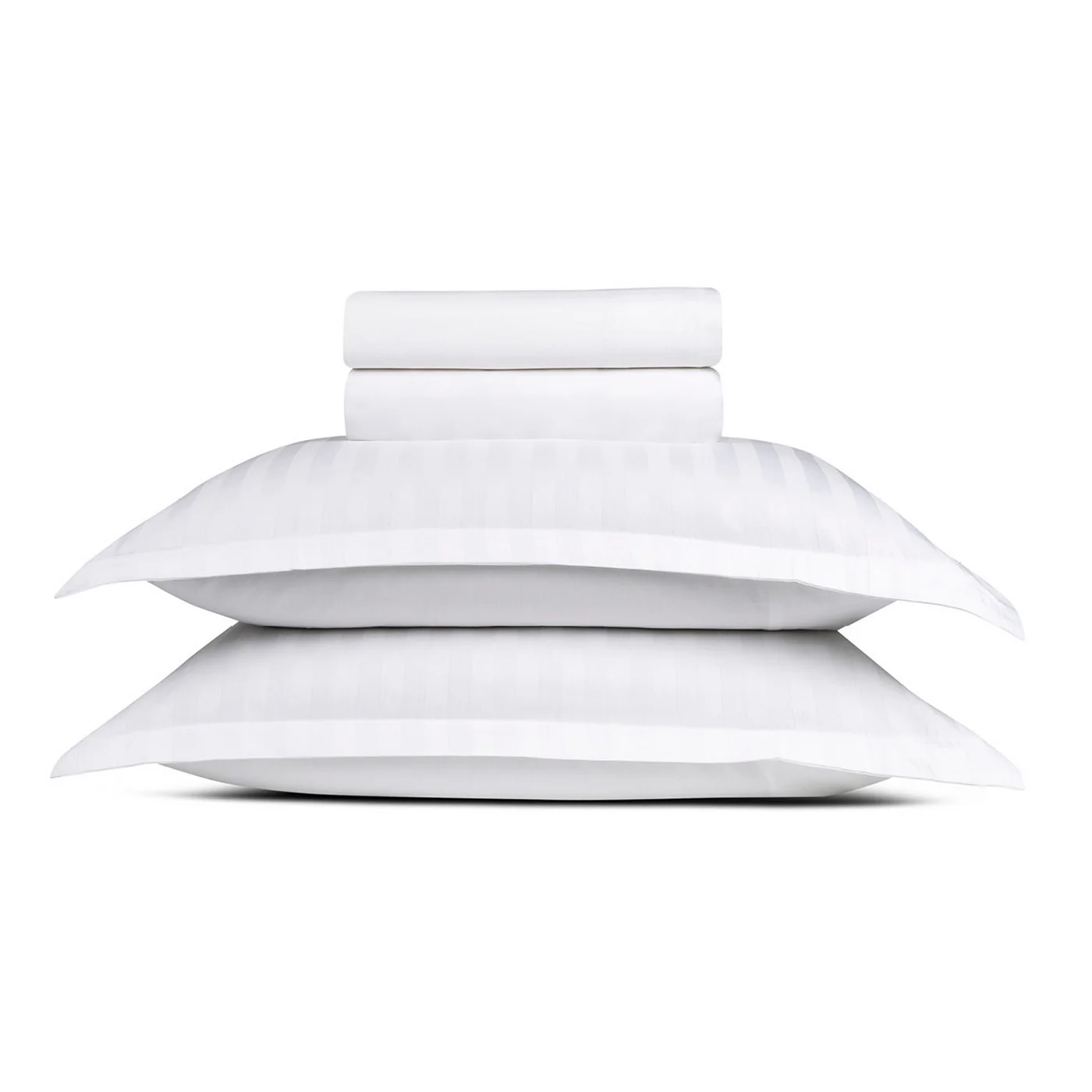 Ensemble De Draps Satin De Coton Rayure Tissé Dobby - Blanc - Dobby Stripe Woven - Image 2