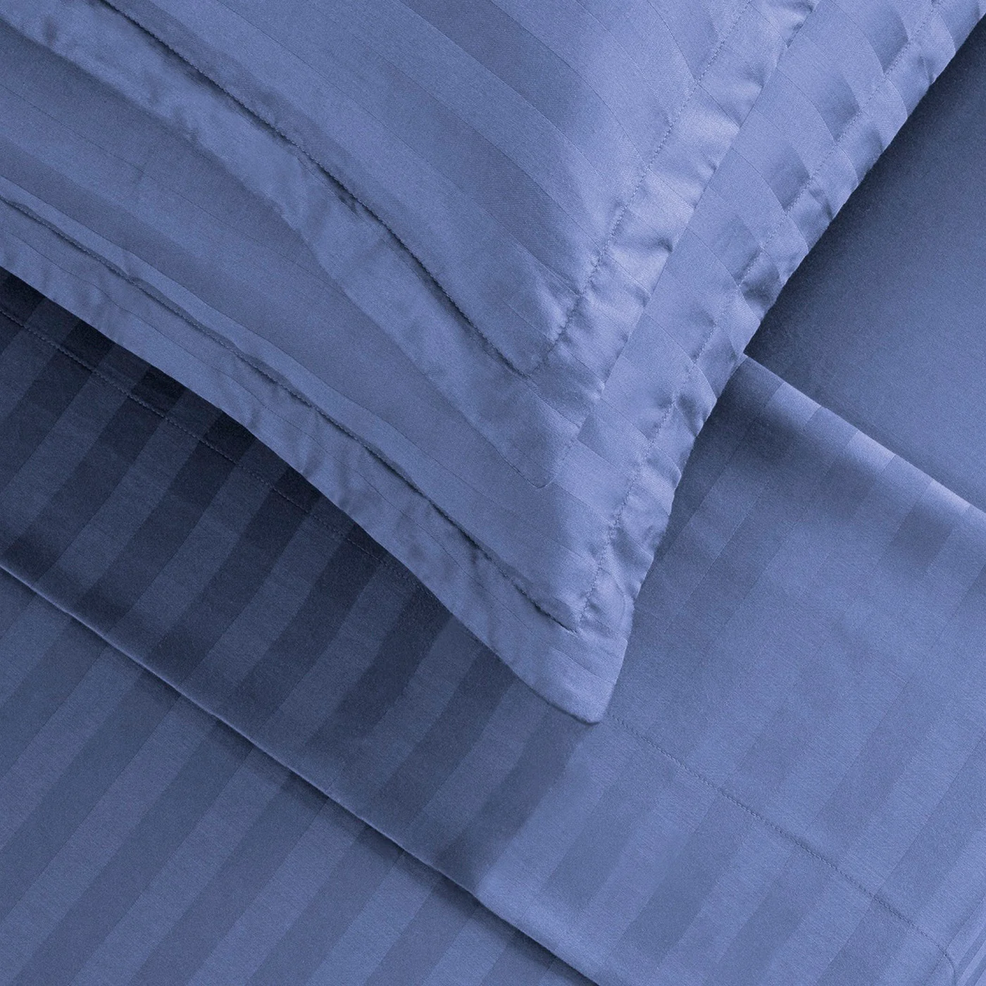 Ensemble De Draps Satin De Coton Rayure Tissé Dobby - Bleu - Dobby Stripe Woven - Image 4