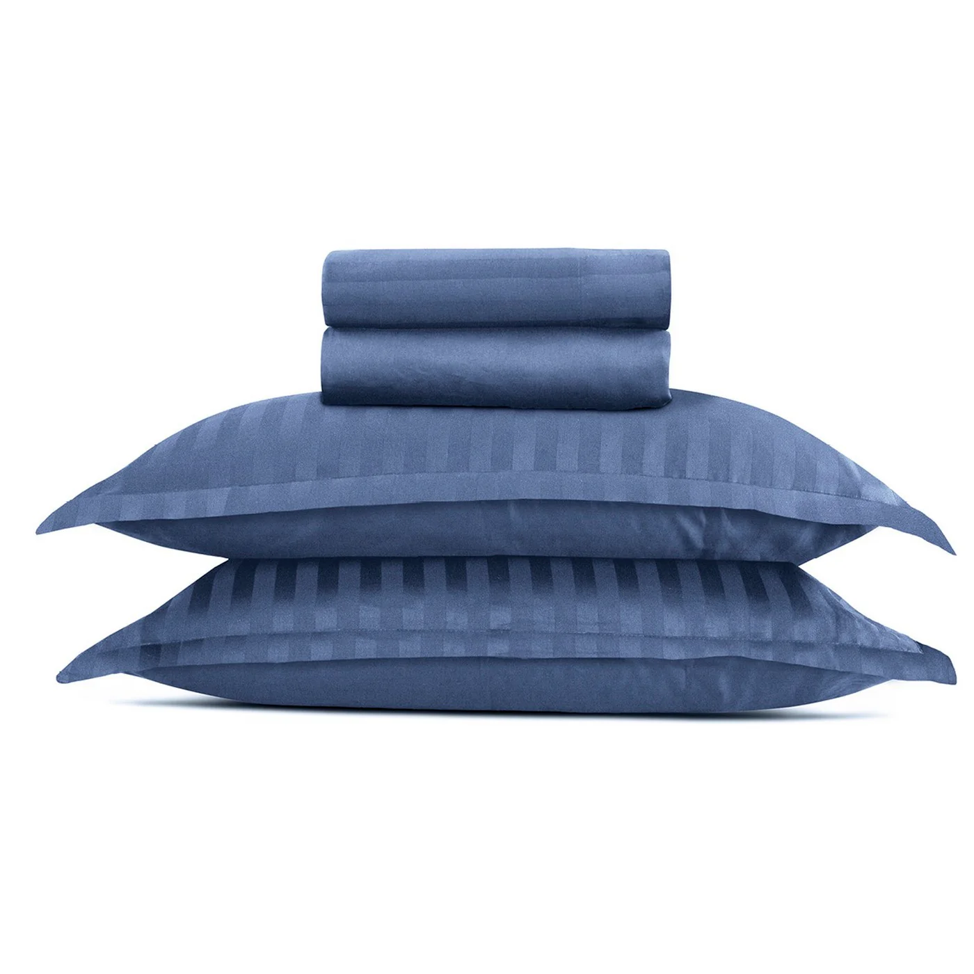 Ensemble De Draps Satin De Coton Rayure Tissé Dobby - Bleu - Dobby Stripe Woven - Image 5