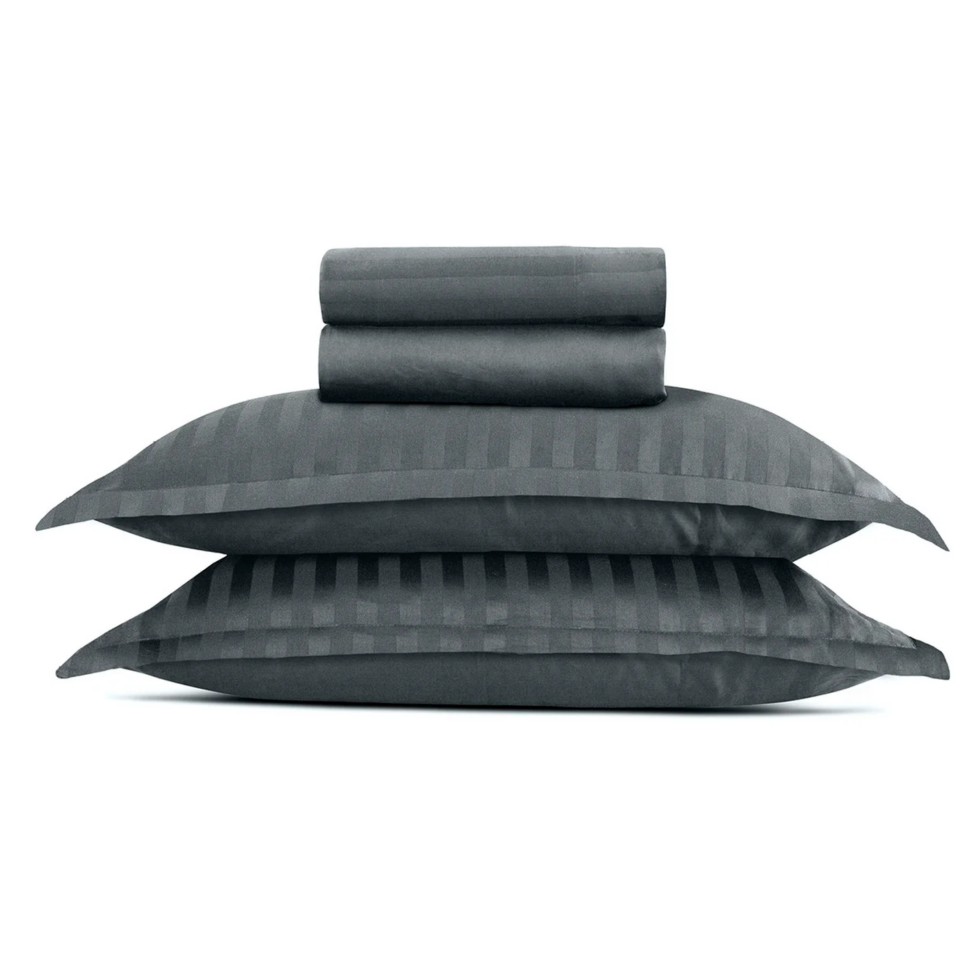 Ensemble De Draps Satin De Coton Rayure Tissé Dobby - Gris Foncé - Dobby Stripe Woven - Image 5